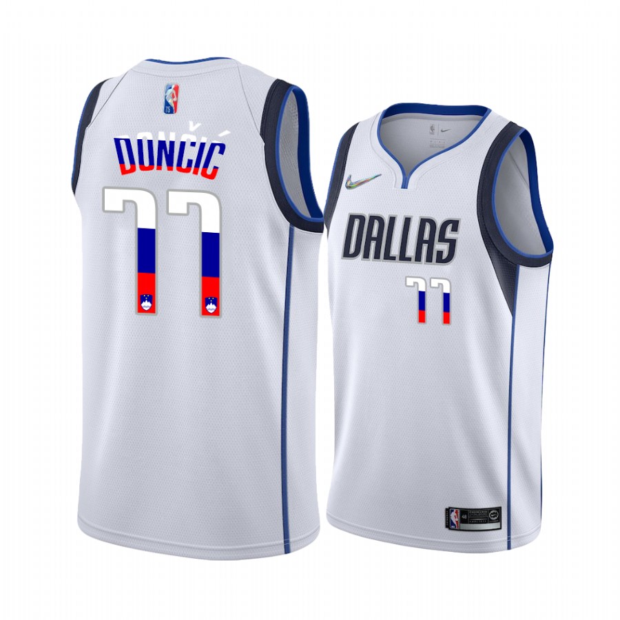 Luka Doncic Slovenia Edition Dallas Mavericks #77 White Jersey Limited