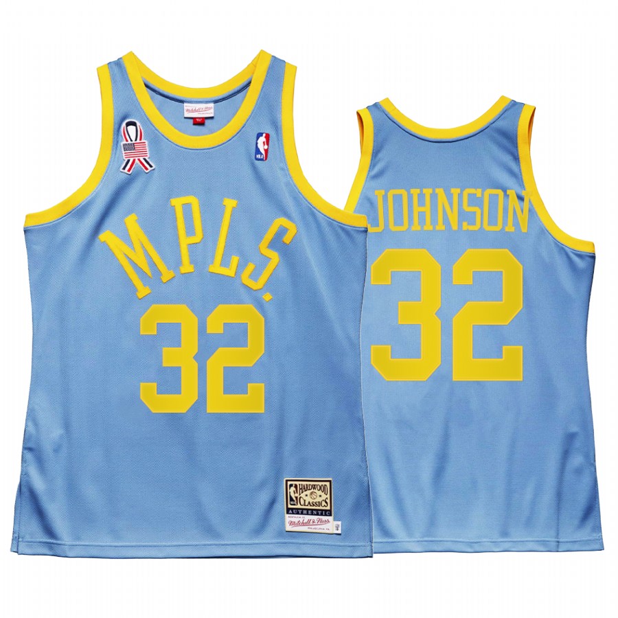 Magic Johnson 32 Los Angeles Lakers MPLS Throwback Blue Jersey Minneapolis 5x championship