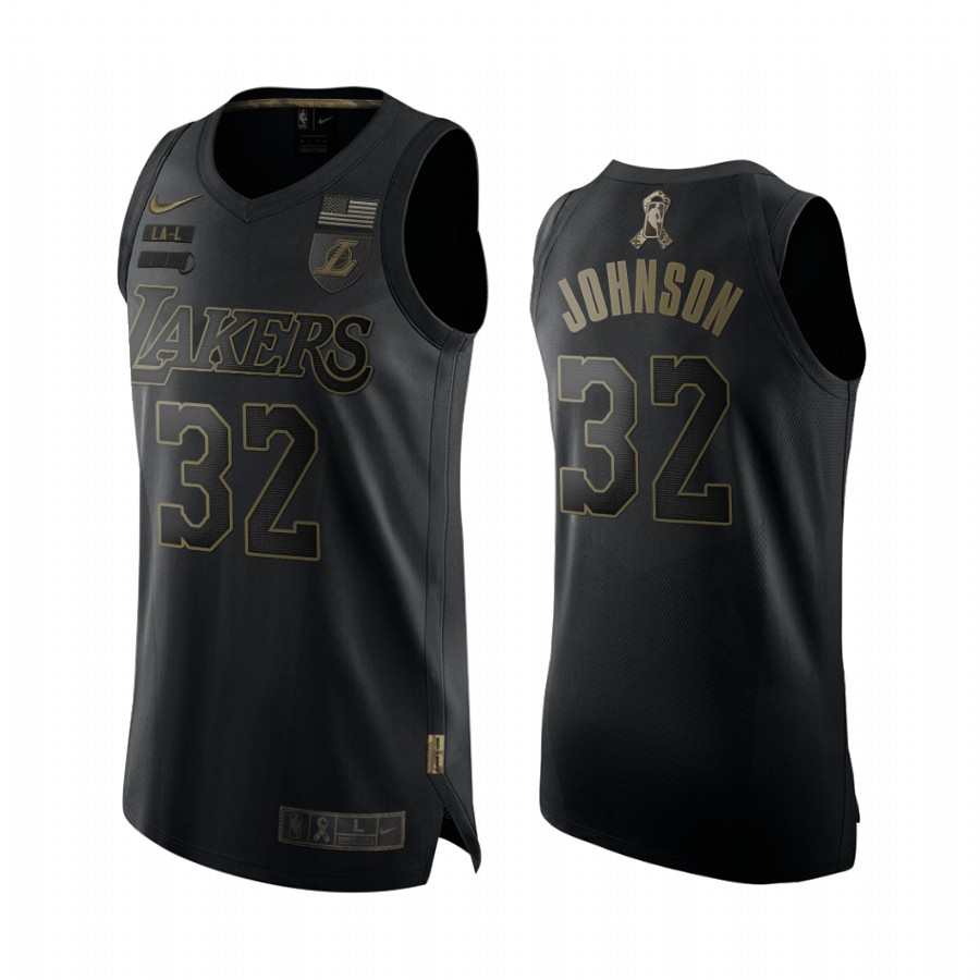 Magic Johnson Los Angeles Lakers Salute To Service Black Limited Jersey