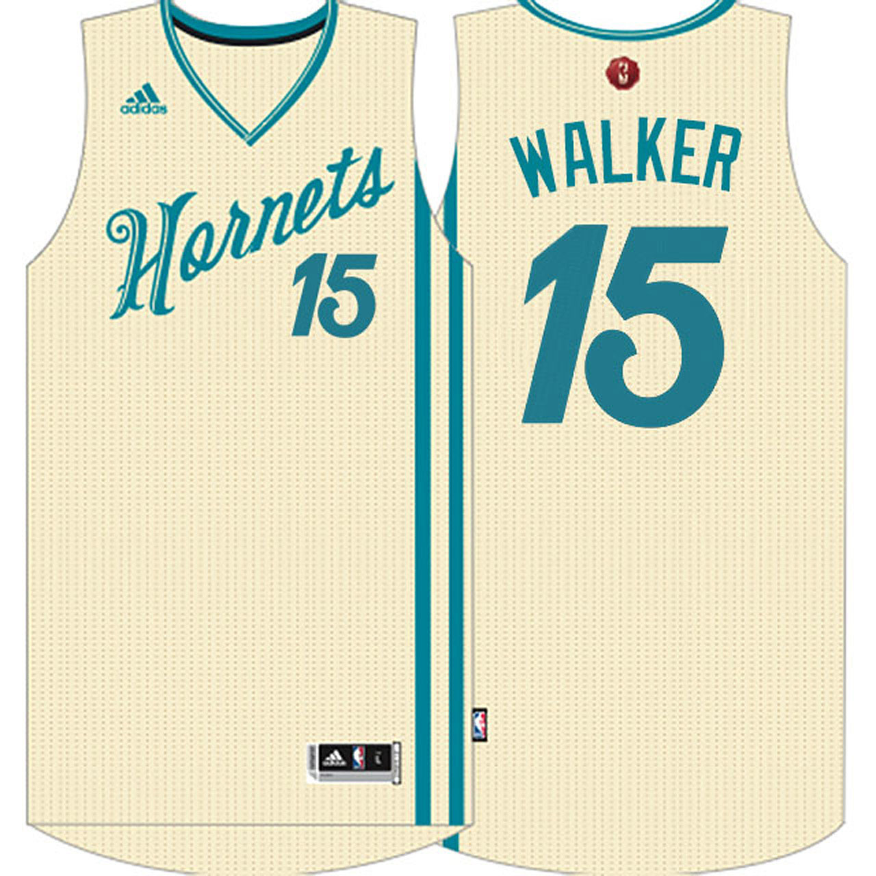 Male 2015-16 Season Charlotte Hornets #15 Kemba Walker Christmas Cream Jersey