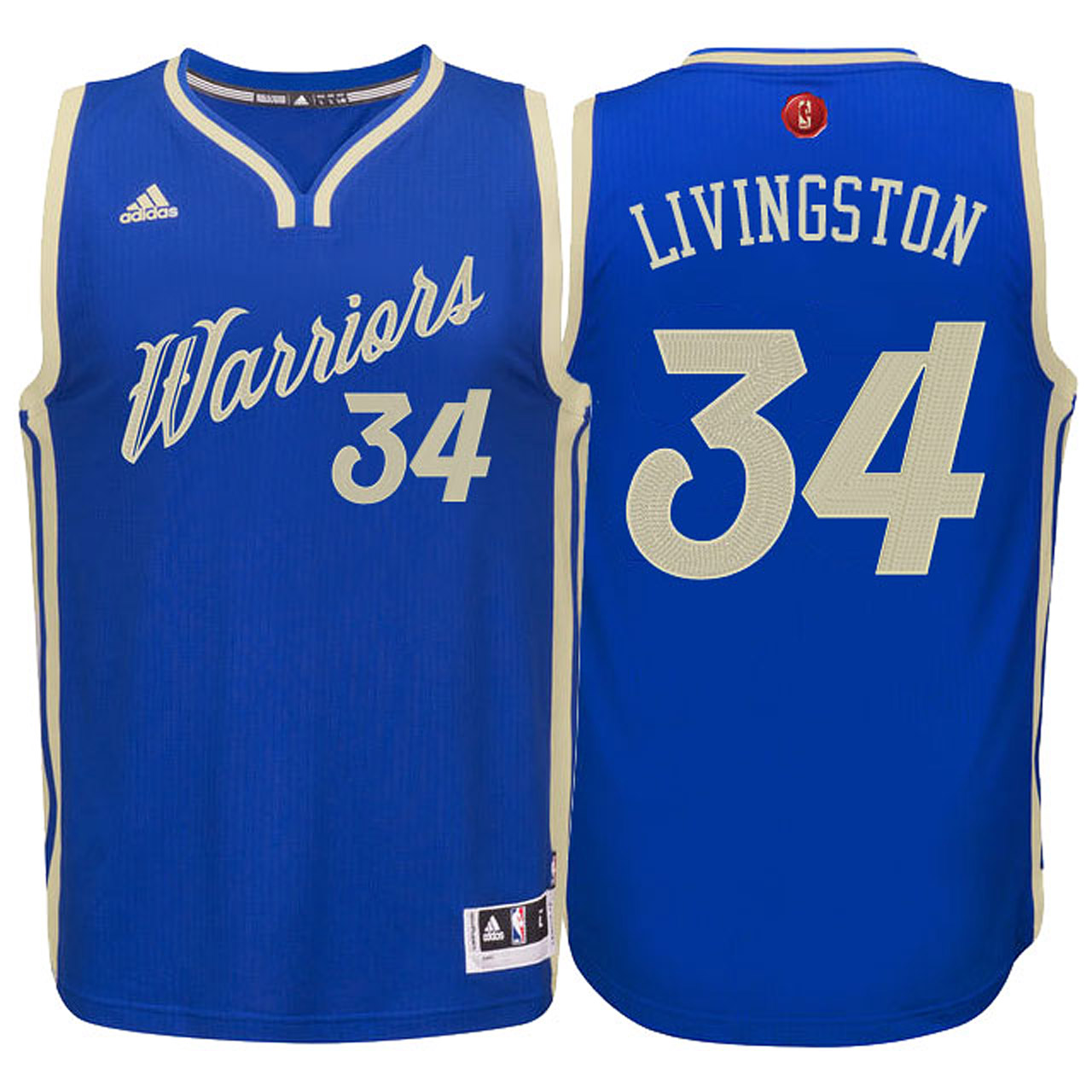 Male 2015-16 Season Golden State Warriors #34 Shaun Livingston Christmas Blue Jersey