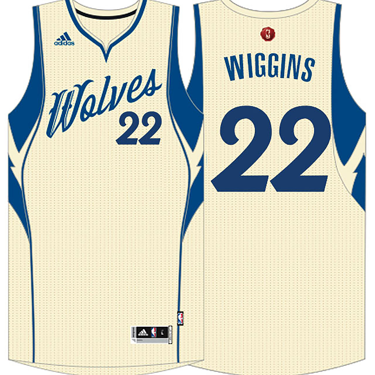 Male 2015-16 Season Minnesota Timberwolves #22 Andrew Wiggins Christmas Cream Jersey