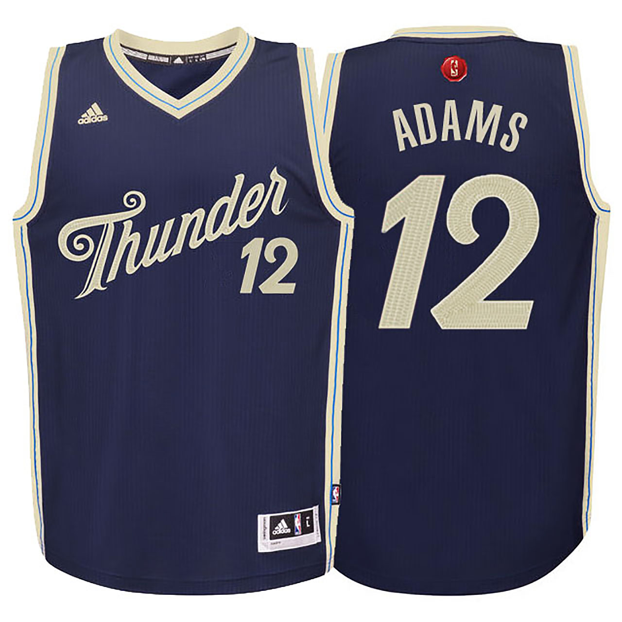 Male 2015-16 Season Oklahoma City Thunder #12 Steven Adams Christmas Navy Jersey