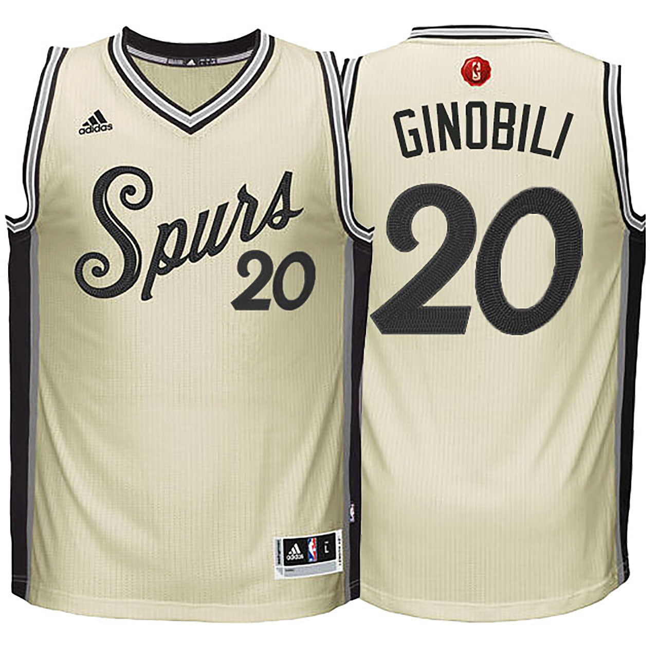Male 2015-16 Season San Antonio Spurs #20 Manu Ginobili Christmas Day Cream Jersey