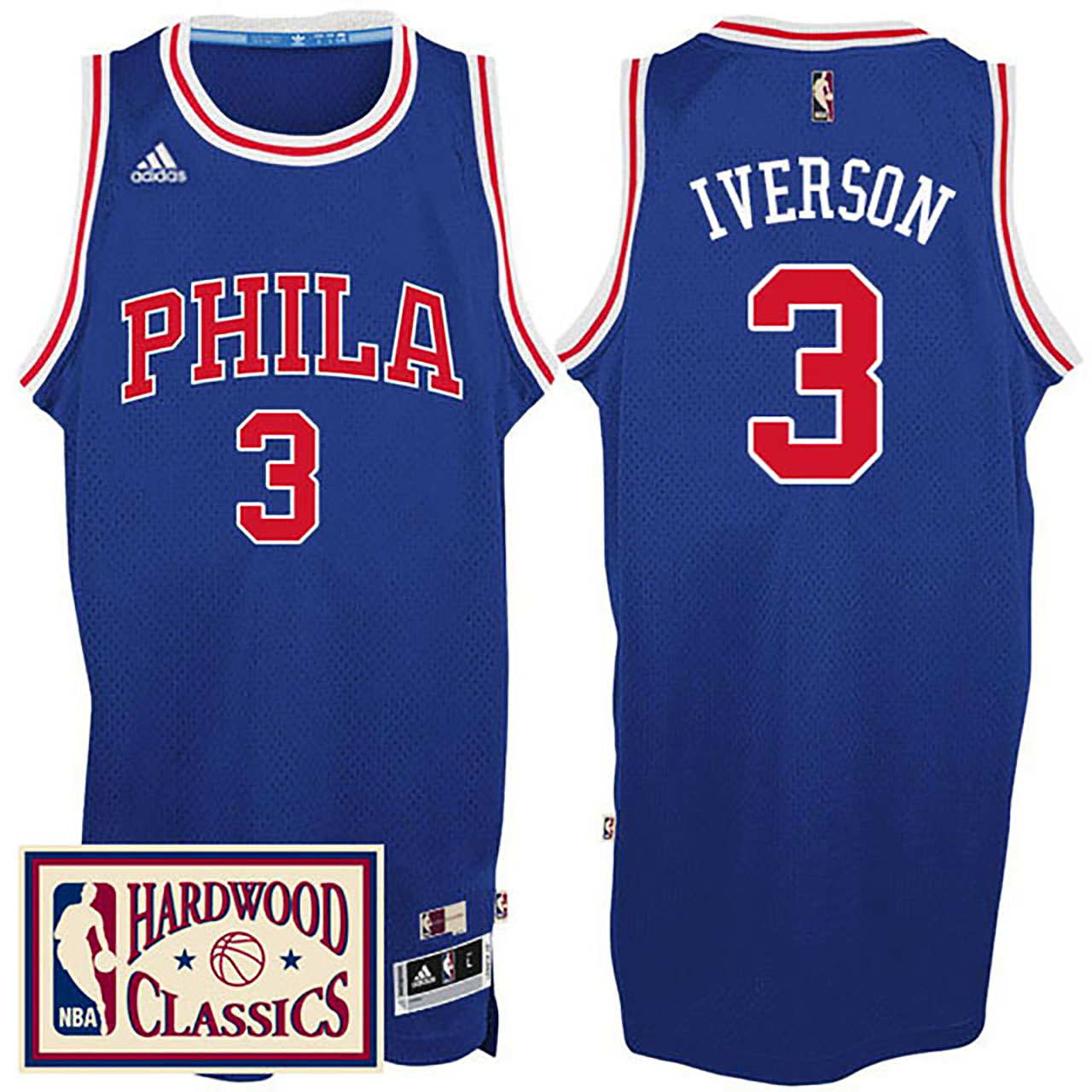 Male 2016-17 Season Philadelphia 76ers #3 Hardwood Classics Throwback Royal Jersey Allen Iverson Jersey