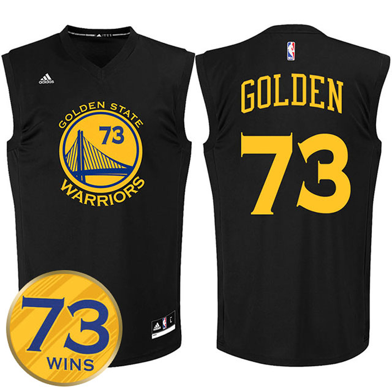 Male 2016 Record Breaking Season Golden State Warriors Exclusive 73 Wins Black Swingman Jersey