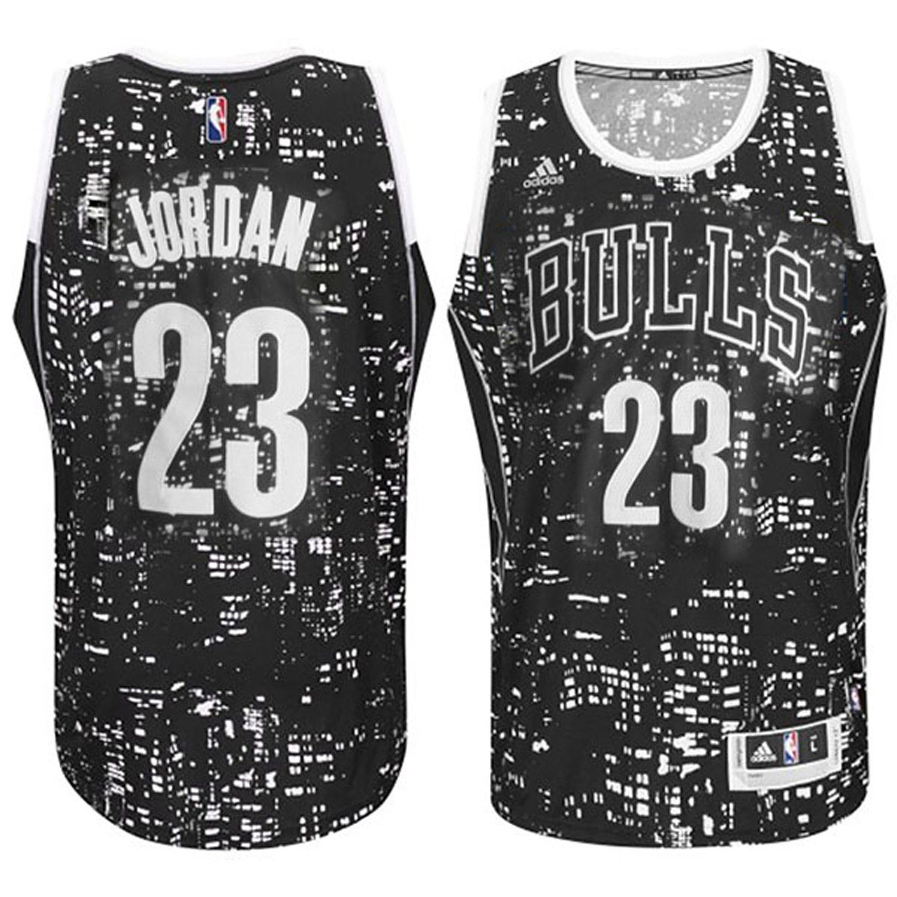 Male Chicago Bulls #23 Michael Jordan City Lights Black Swingman Jersey