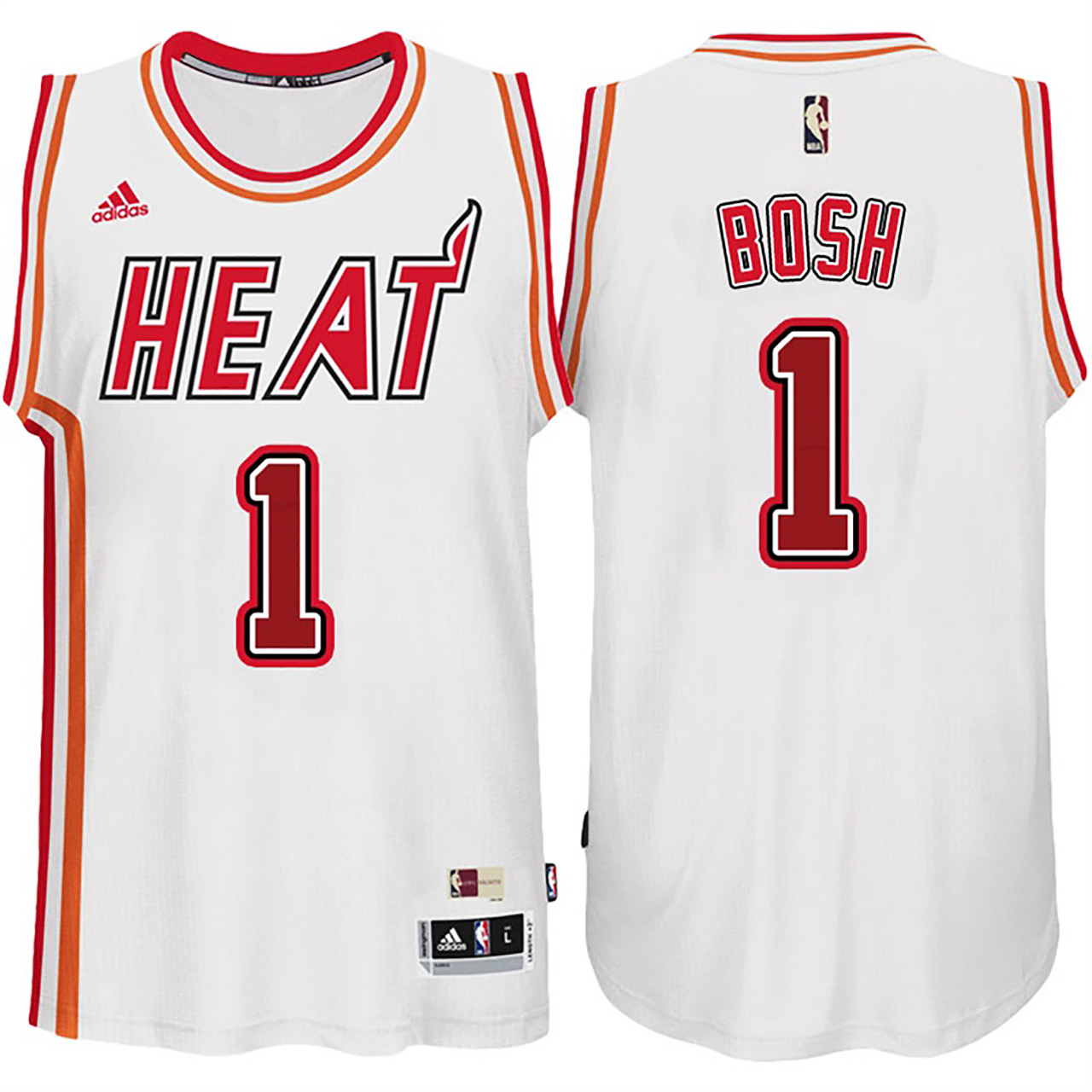 Male Chris Bosh Miami Heat #1 White Hardwood Classic Swingman Jersey