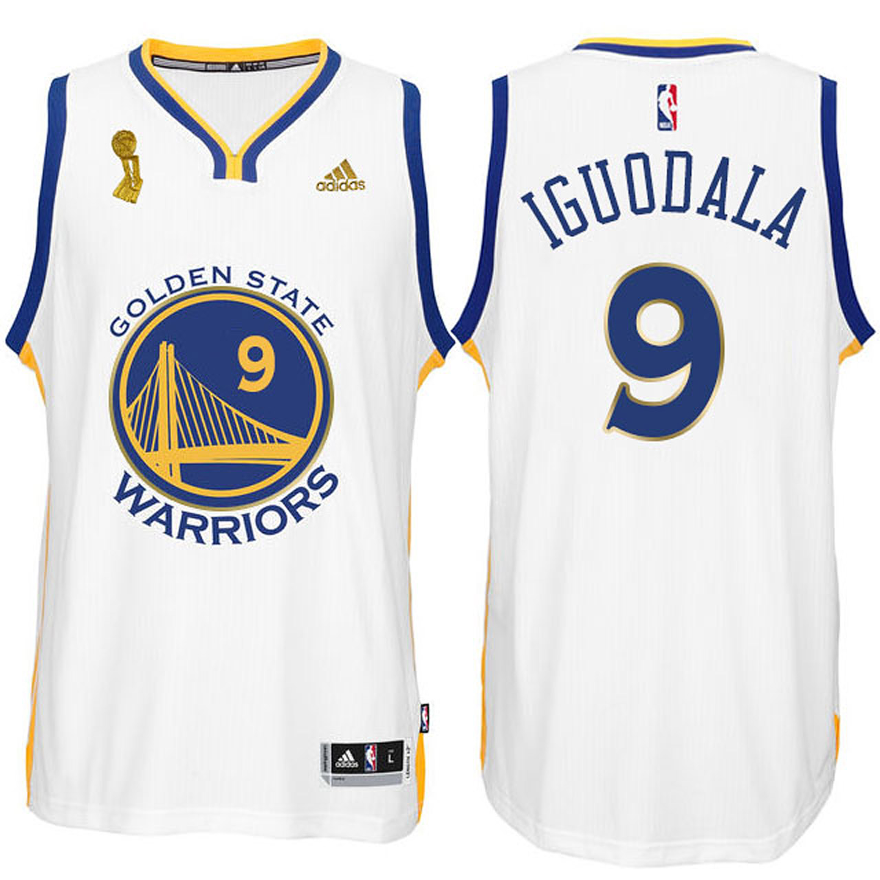 Male Golden State Warriors #9 Andre Iguodala 2015 Finals Champions New Swingman White Jersey