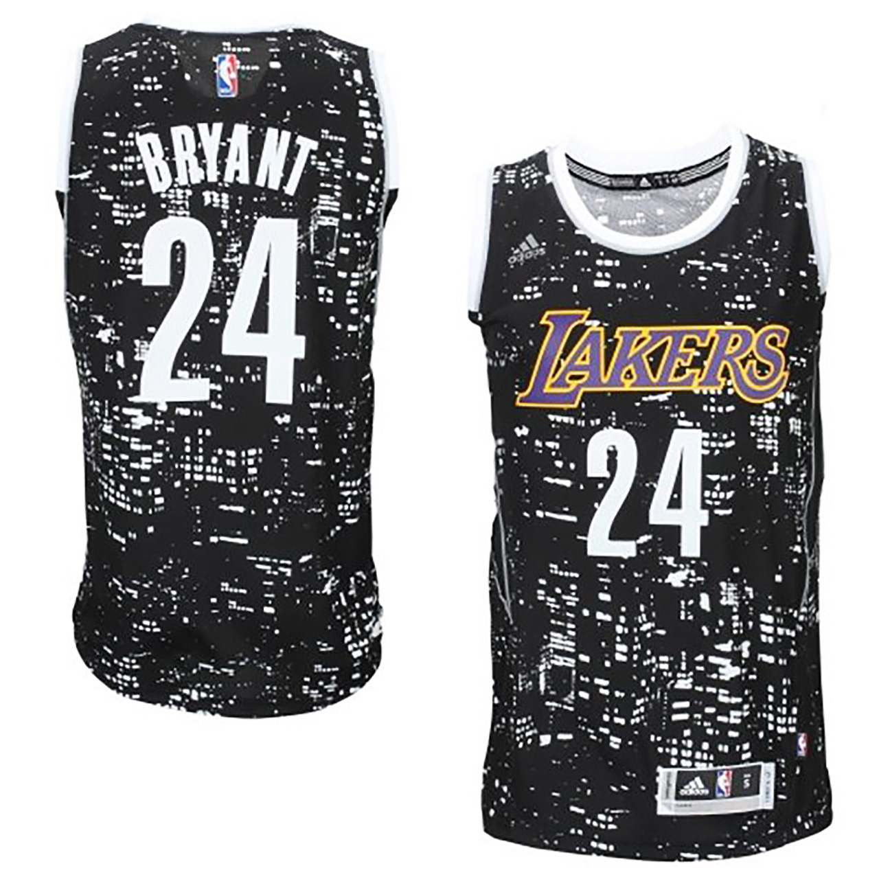 Male Los Angeles Lakers #24 Kobe Bryant Black City Lights Fashion Swingman Jersey