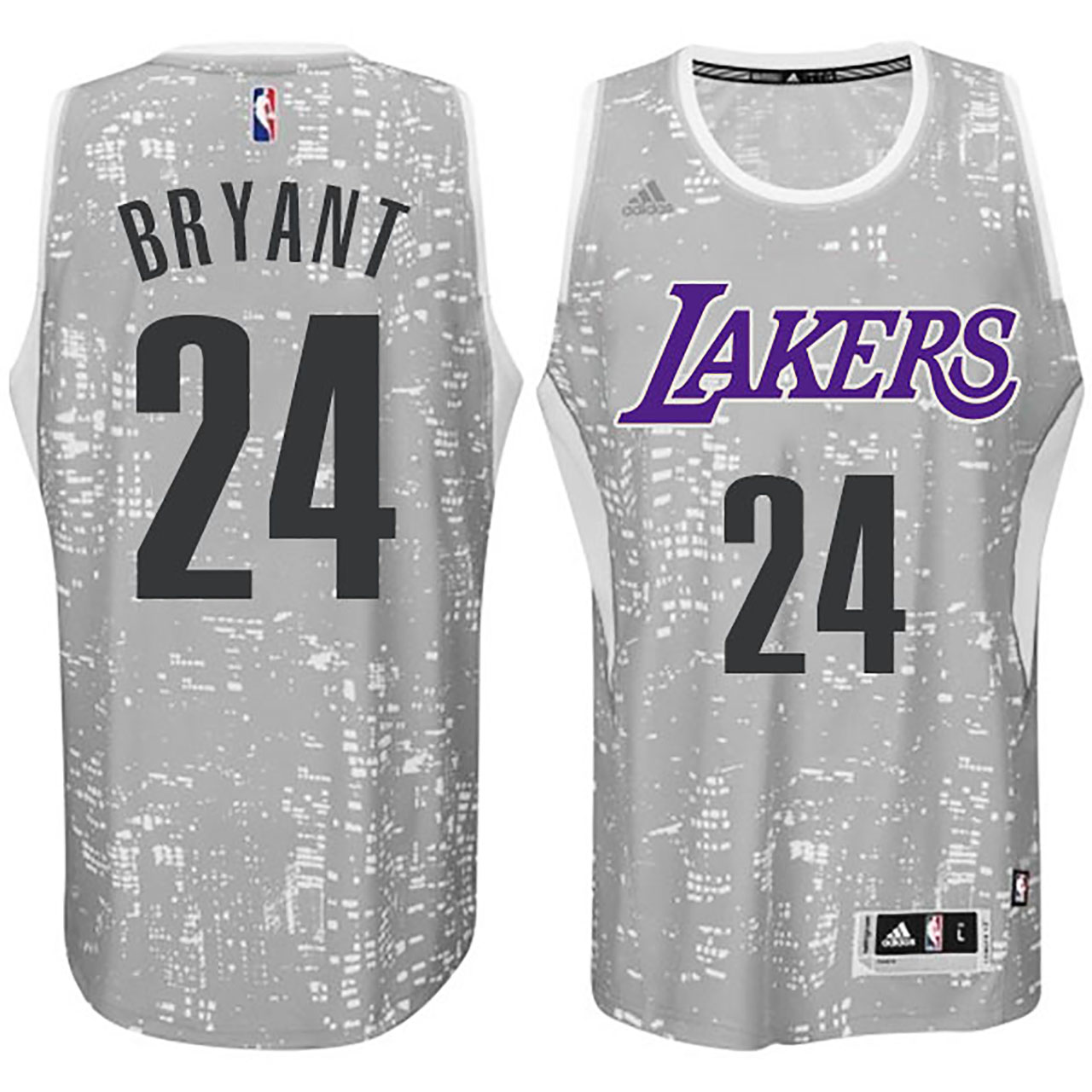 Male Los Angeles Lakers #24 Kobe Bryant City Lights Gray Swingman Jersey
