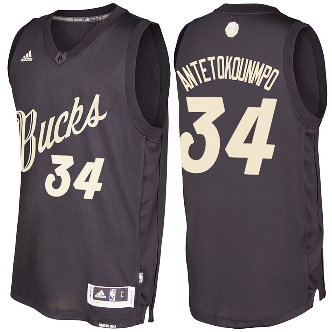 Male Milwaukee Bucks #34 Giannis Antetokounmpo Black 2016-17 Christmas Day Jersey