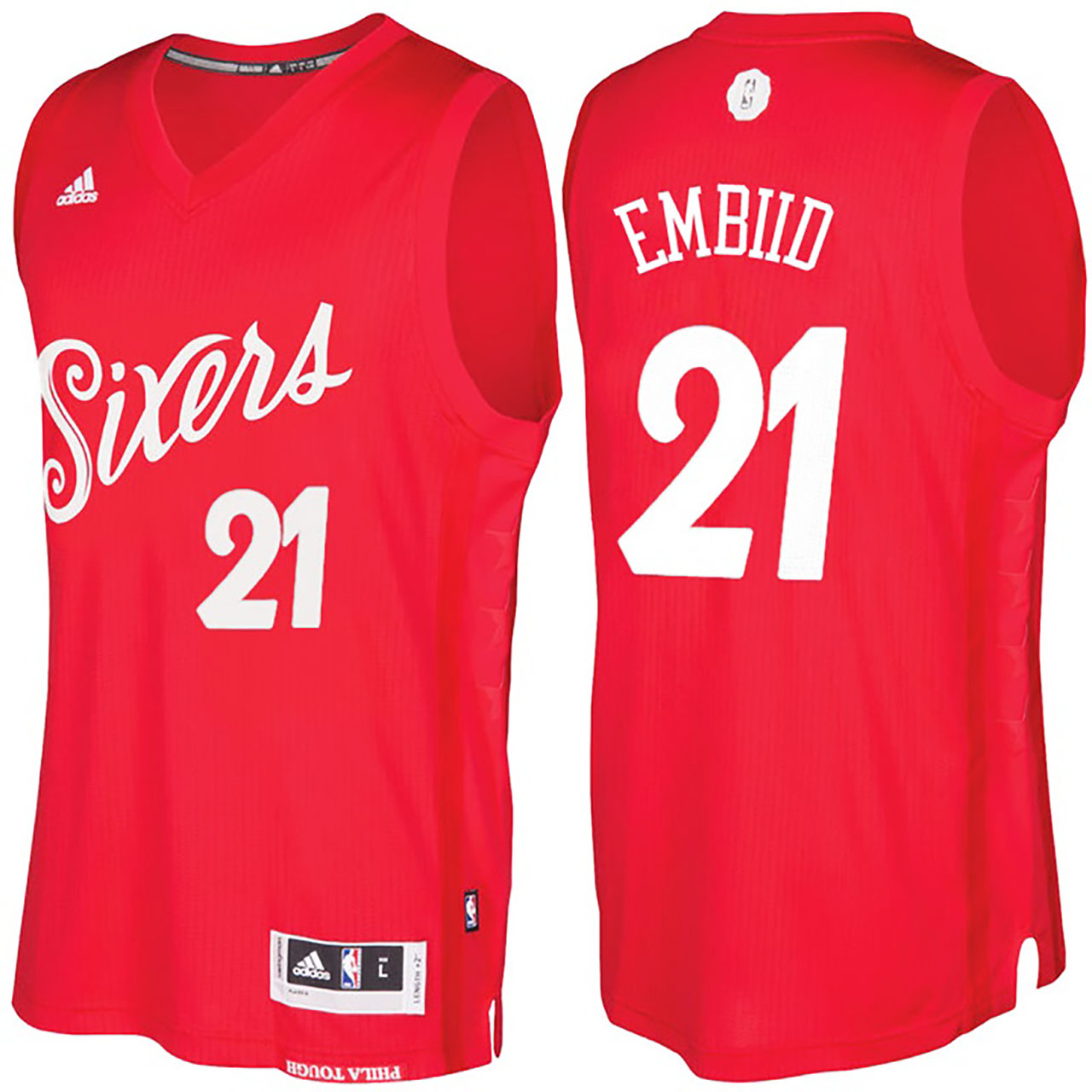 Male Philadelphia 76ers #21 Joel Embiid Red 2016-17 Christmas Day Jersey
