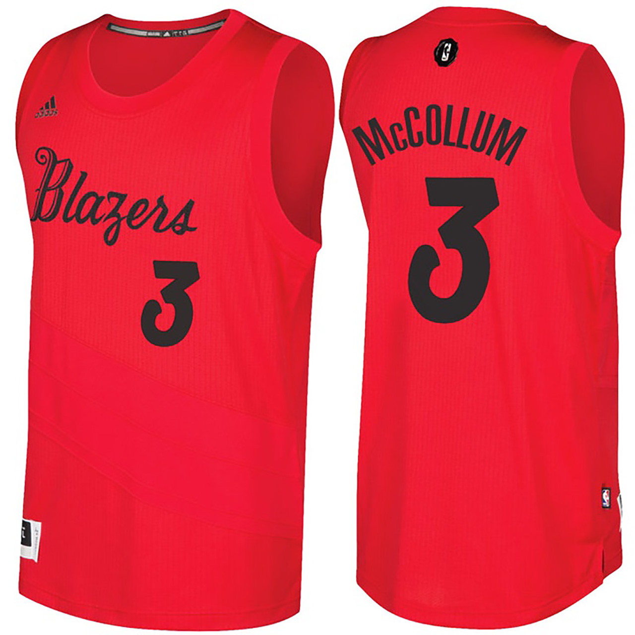 Male Portland Trail Blazers #3 C.J. McCollum Red 2016-17 Christmas Day Jersey