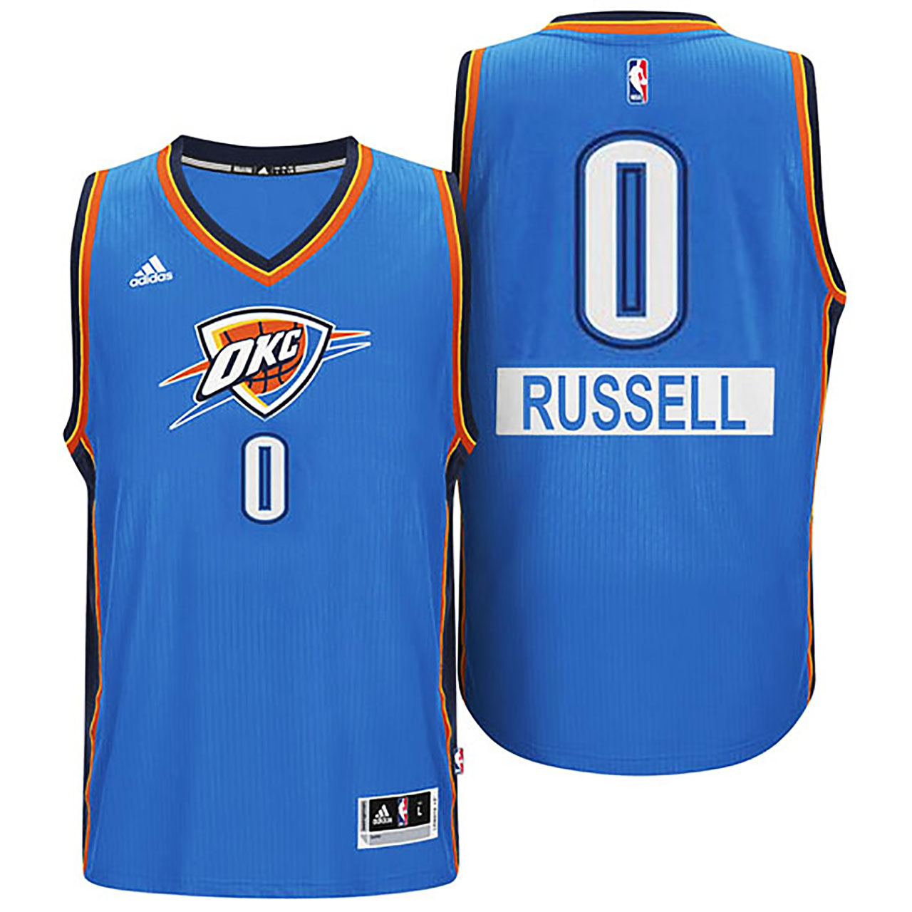 Male Russell Westbrook Oklahoma City Thunder 2014 Christmas Day #0 Big Logo Swingman Jersey