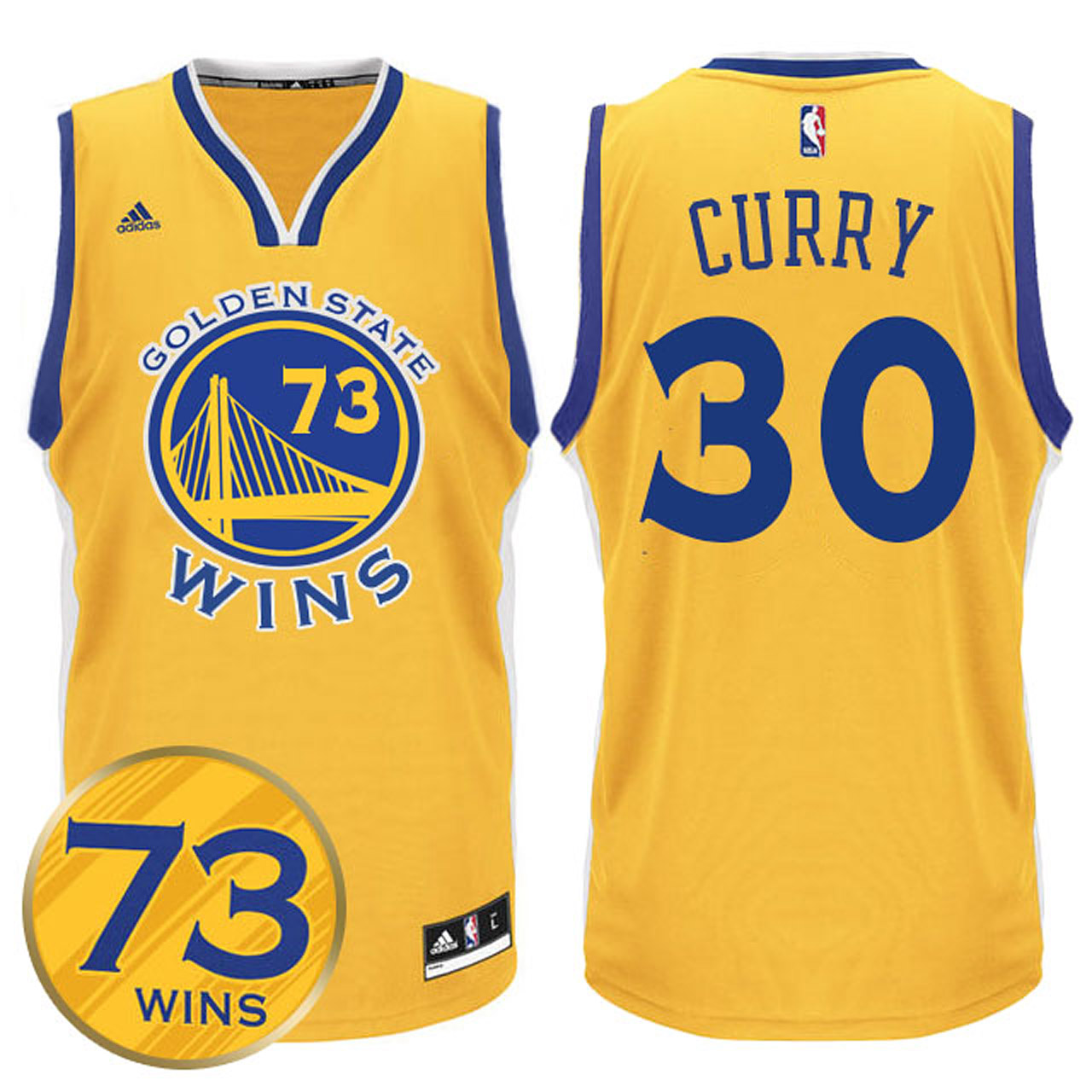 Male Stephen Curry Golden State Warriors #30 Record Breaking Season Exclusive 73 Wins Gold Swingman Jersey