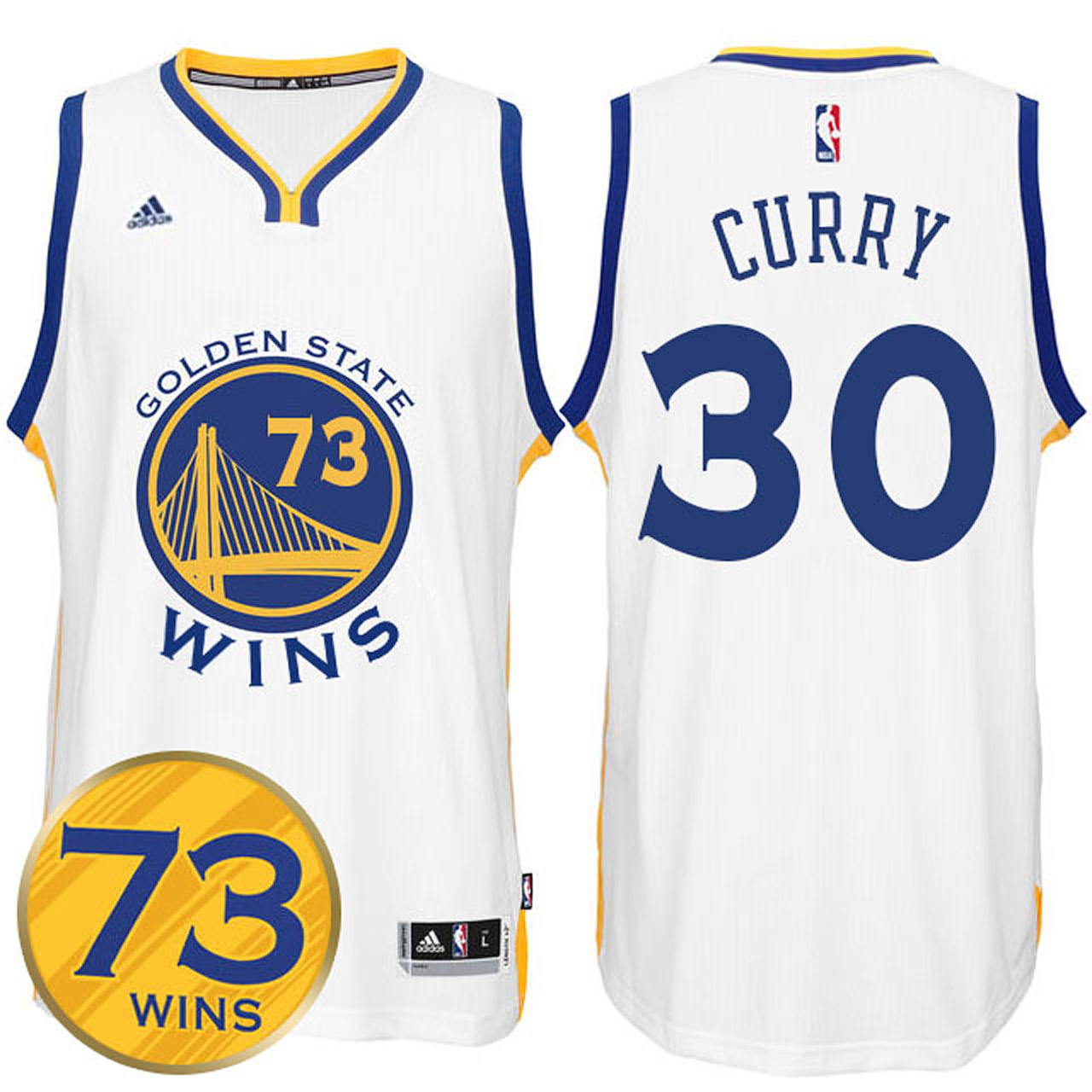 Male Stephen Curry Golden State Warriors #30 Record Breaking Season Exclusive 73 Wins White Swingman Jersey
