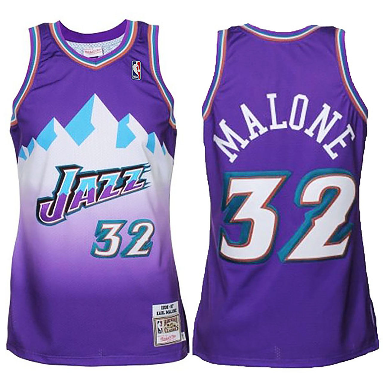 Male Utah Jazz #32 Karl Malone Hardwood Classic Throwback Purple Jersey