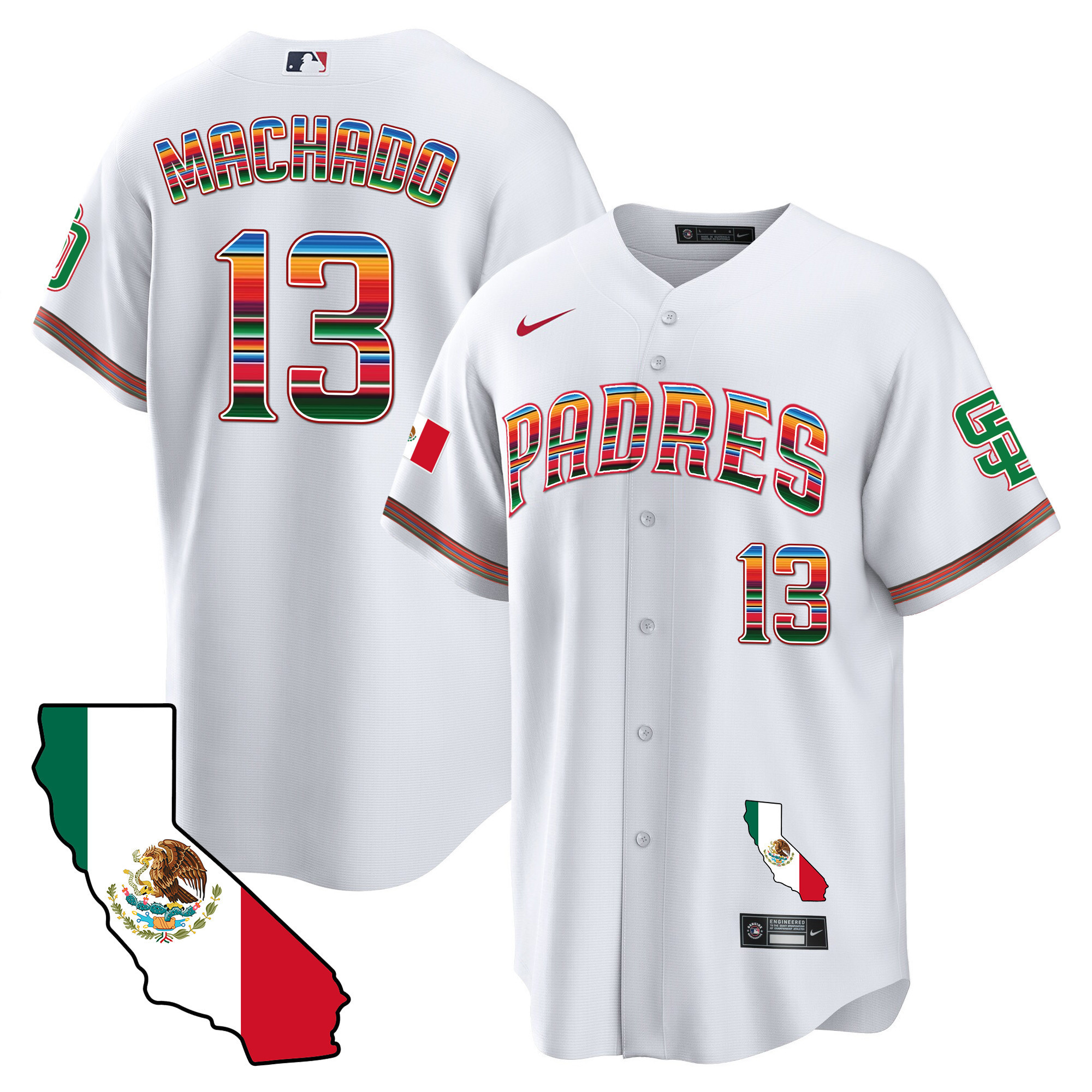 Manny Machado Men's San Diego Padres California Map Cool Base White Jersey