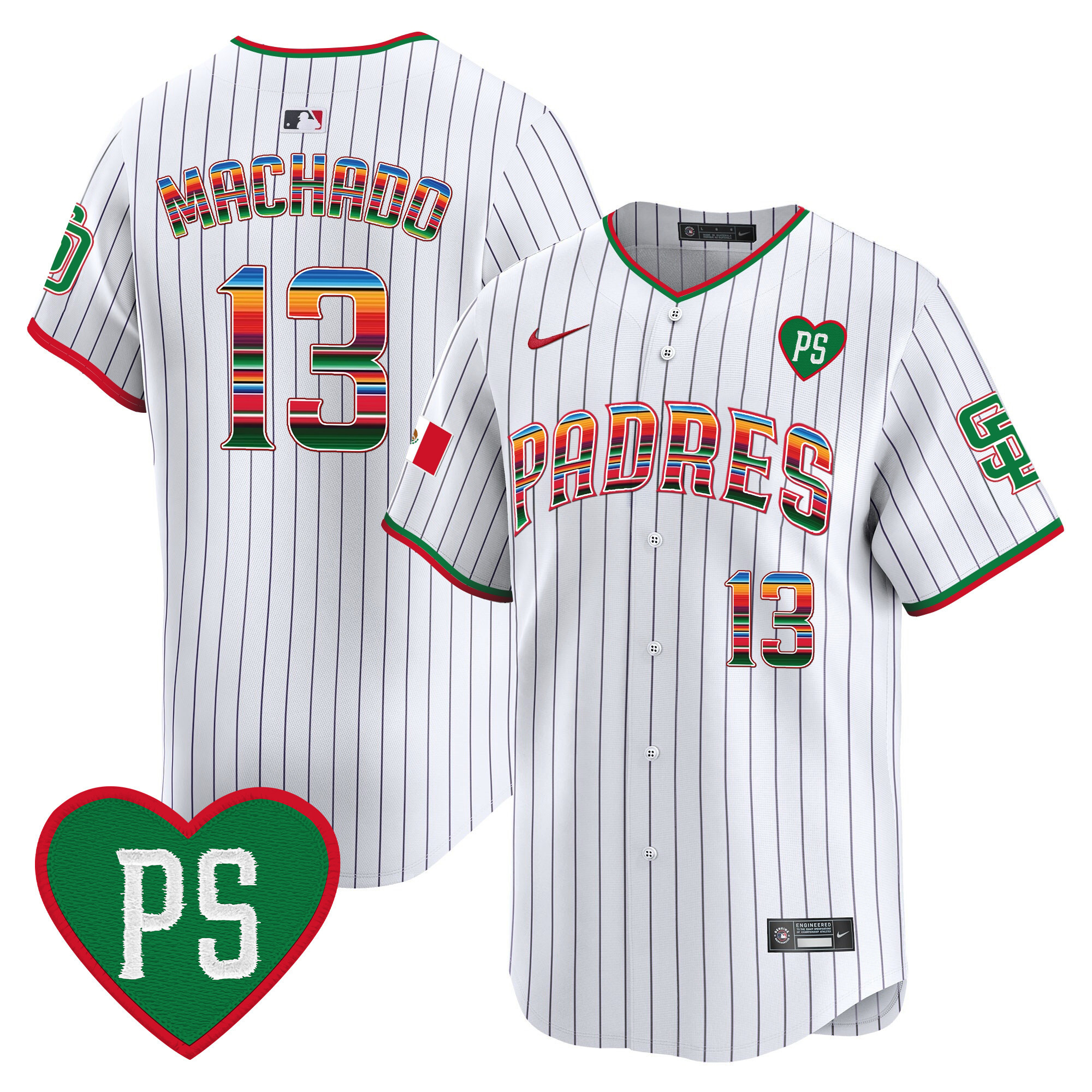 Manny Machado Men's San Diego Padres Mexico "For Peter" Patch Vapor Premier Limited Pinstripe Jersey