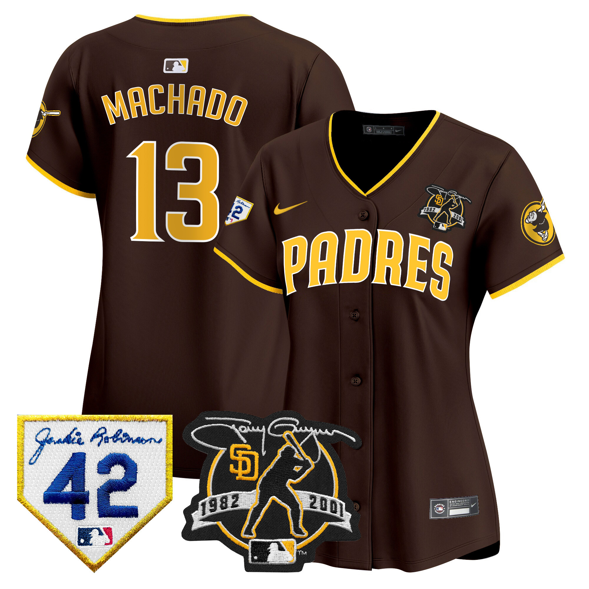 Manny Machado Women's San Diego Padres Tony Gwynn & Robinson Patch Vapor Premier Limited Brown Jersey