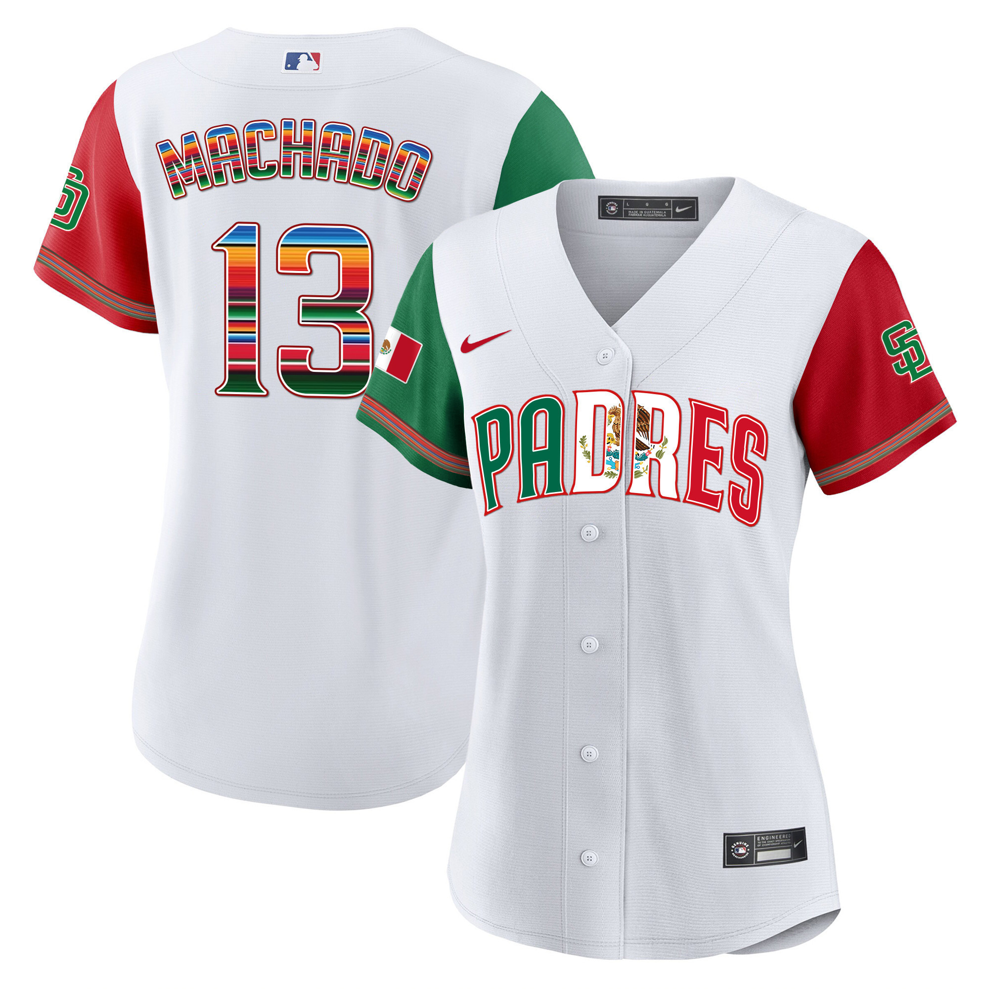 Manny Machado Women's San Diego Padres Mexico Cool Base Limited V2 Color Sleeves Jersey