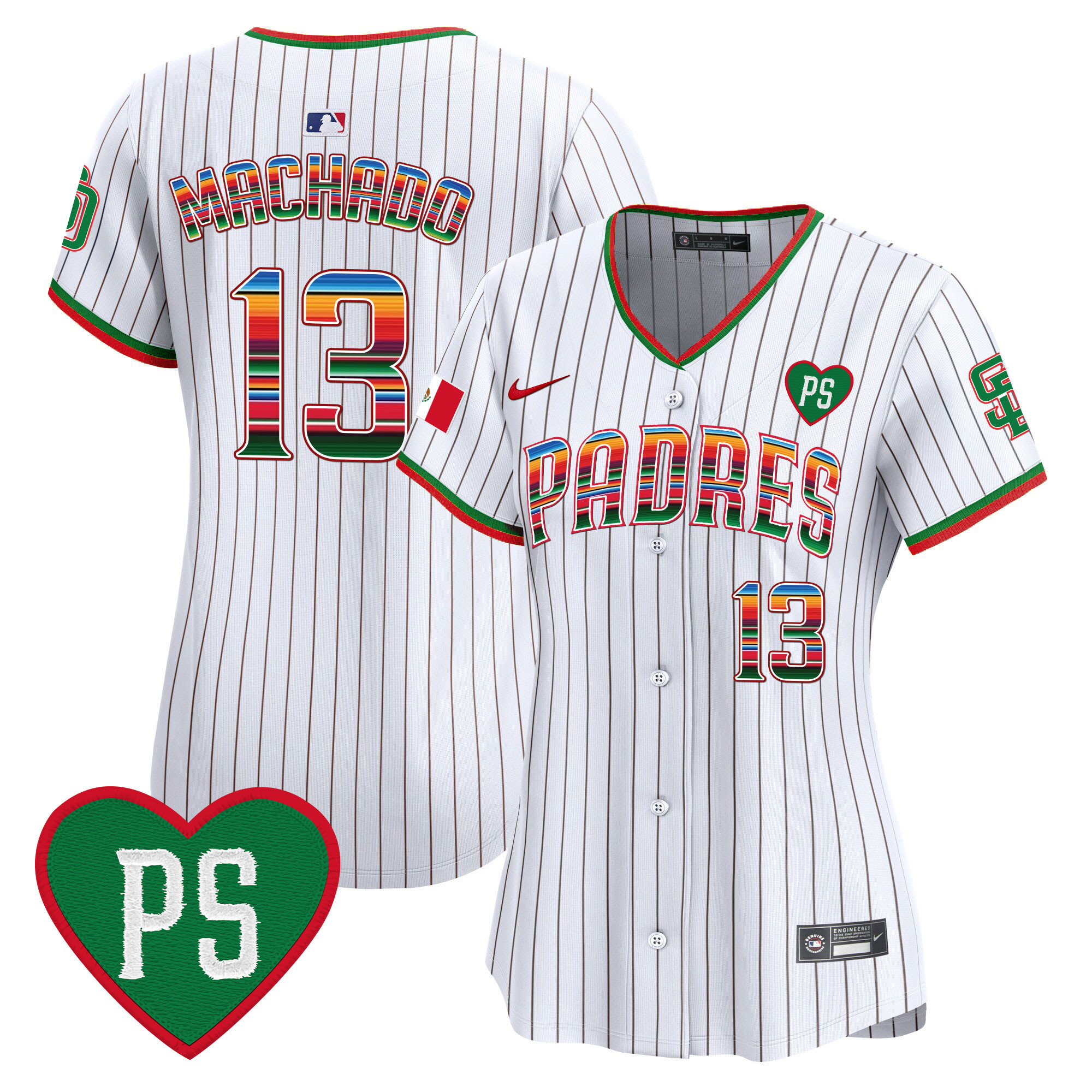Manny Machado Women's San Diego Padres Mexico "For Peter" Patch Vapor Premier Limited Pinstripe Jersey