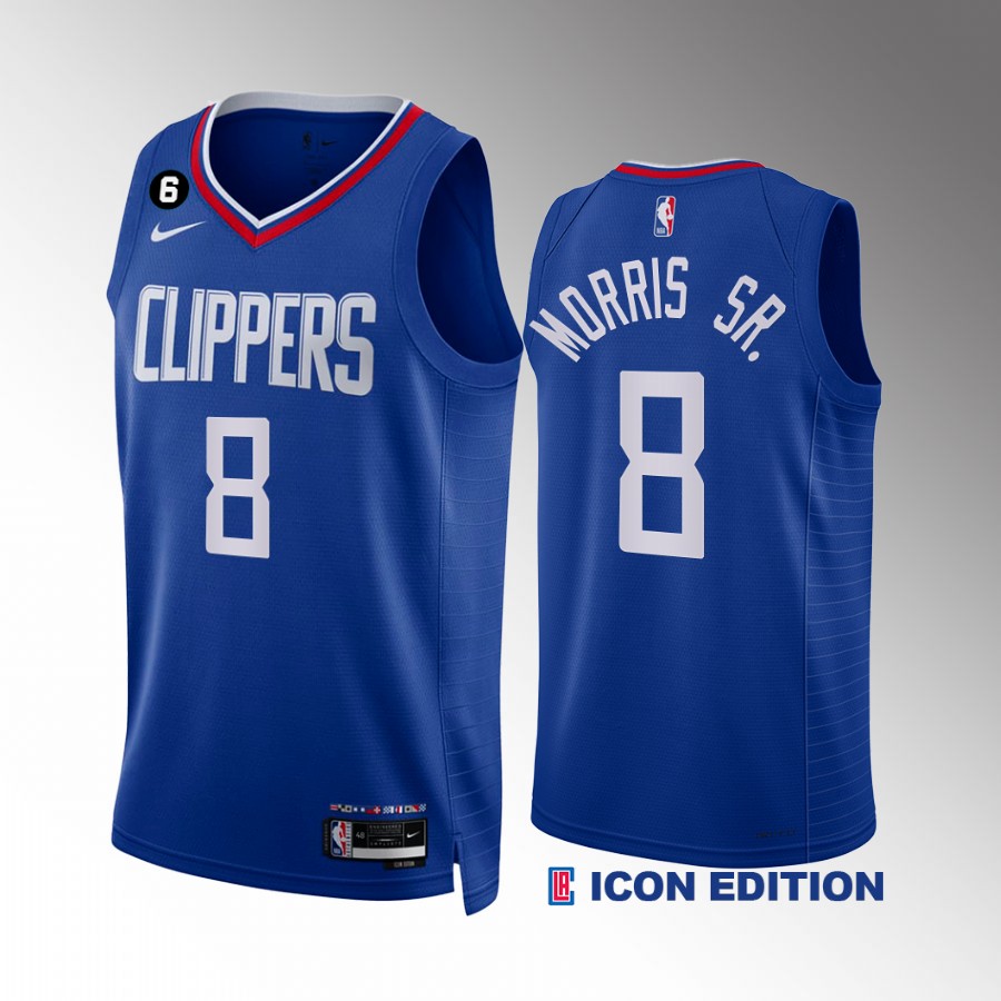 Marcus Morris Sr. LA Clippers Royal #8 Icon Edition Jersey NO.6 Patch