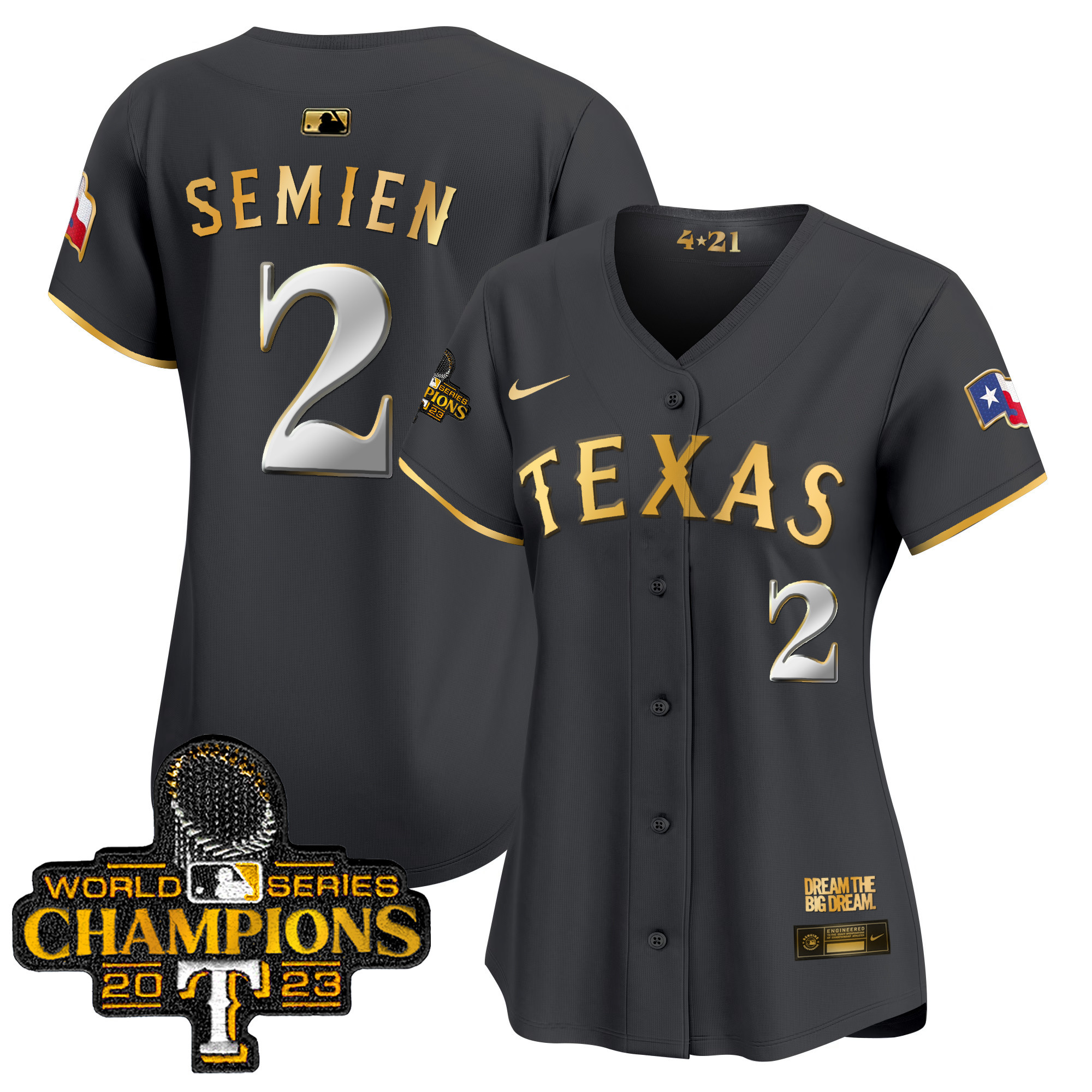Marcus Semien Women's Texas Rangers World Series Champions City Connect Vapor Premier Limited Black Gold Jersey