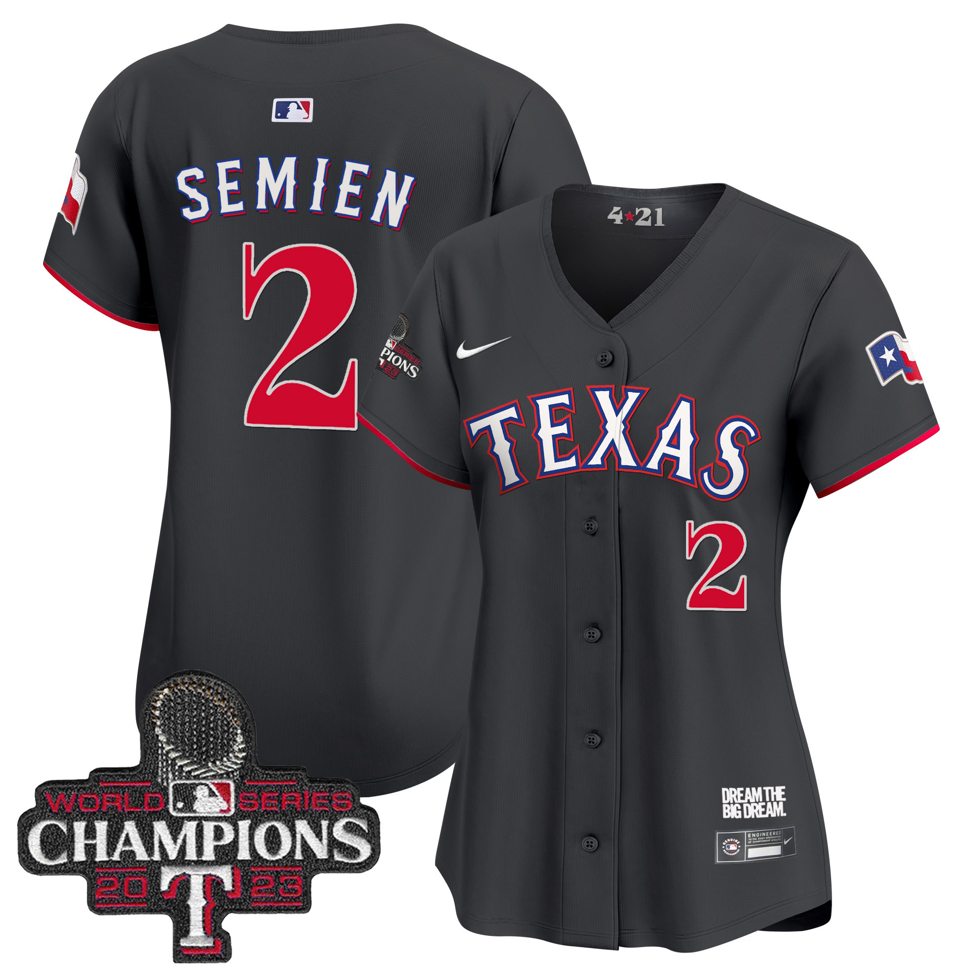 Marcus Semien Women's Texas Rangers World Series Champions City Connect Vapor Premier Limited Black Jersey
