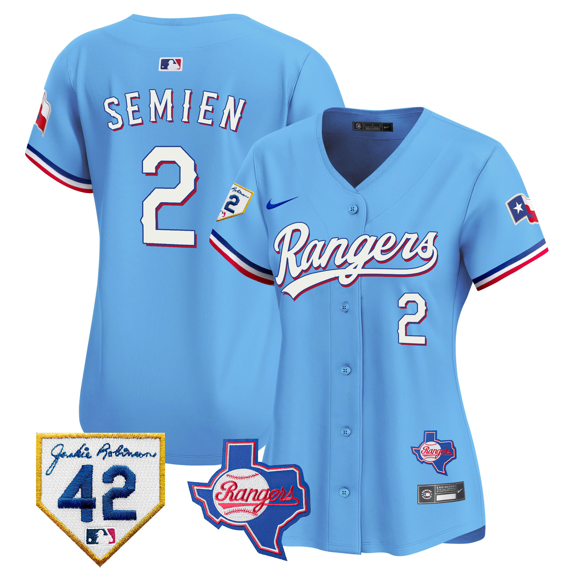 Marcus Semien Women's Texas Rangers Jackie Robinson Patch Vapor Premier Limited Blue Jersey