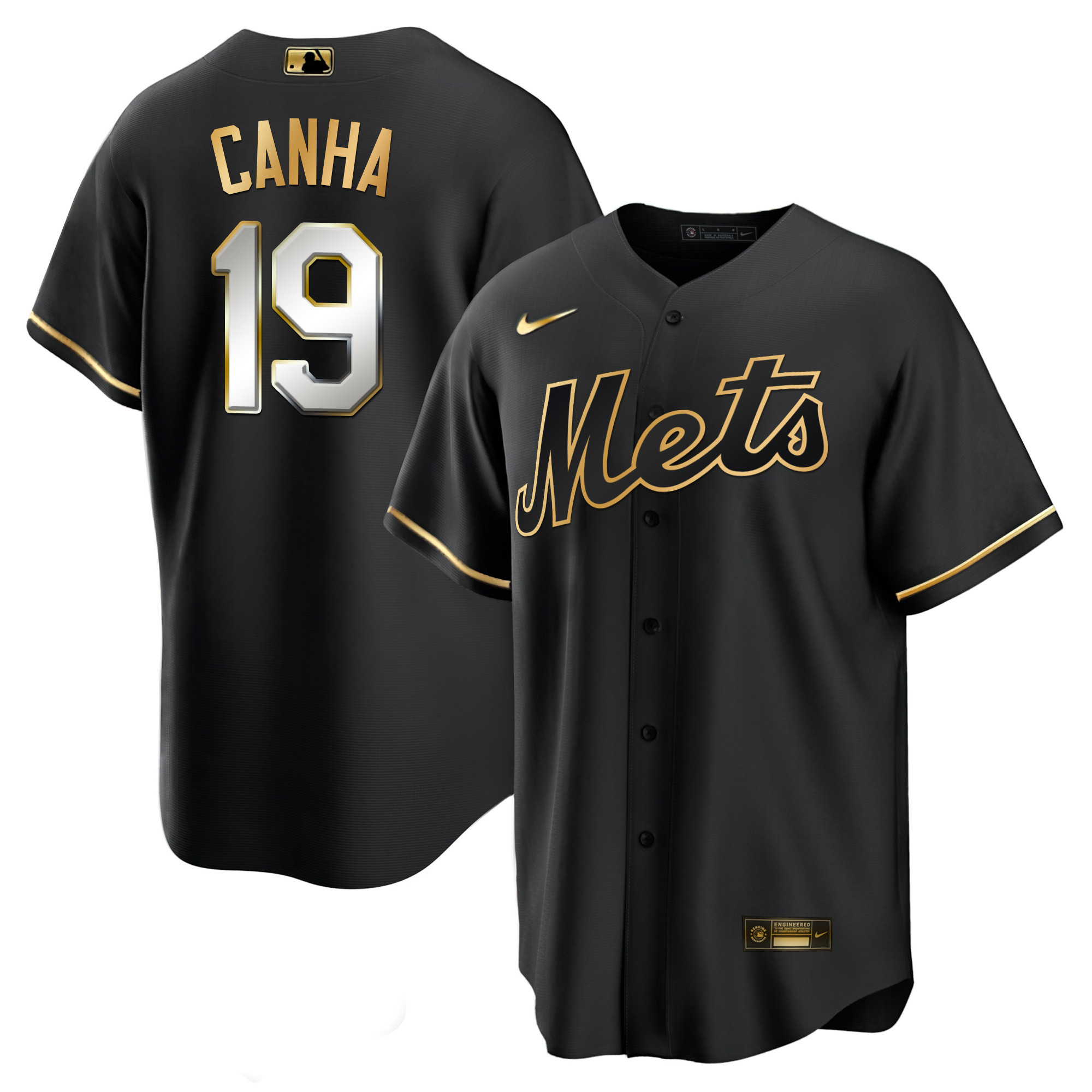 Mark Canha Men's New York Mets Black Limited & Gold Cool Black Limited Jersey