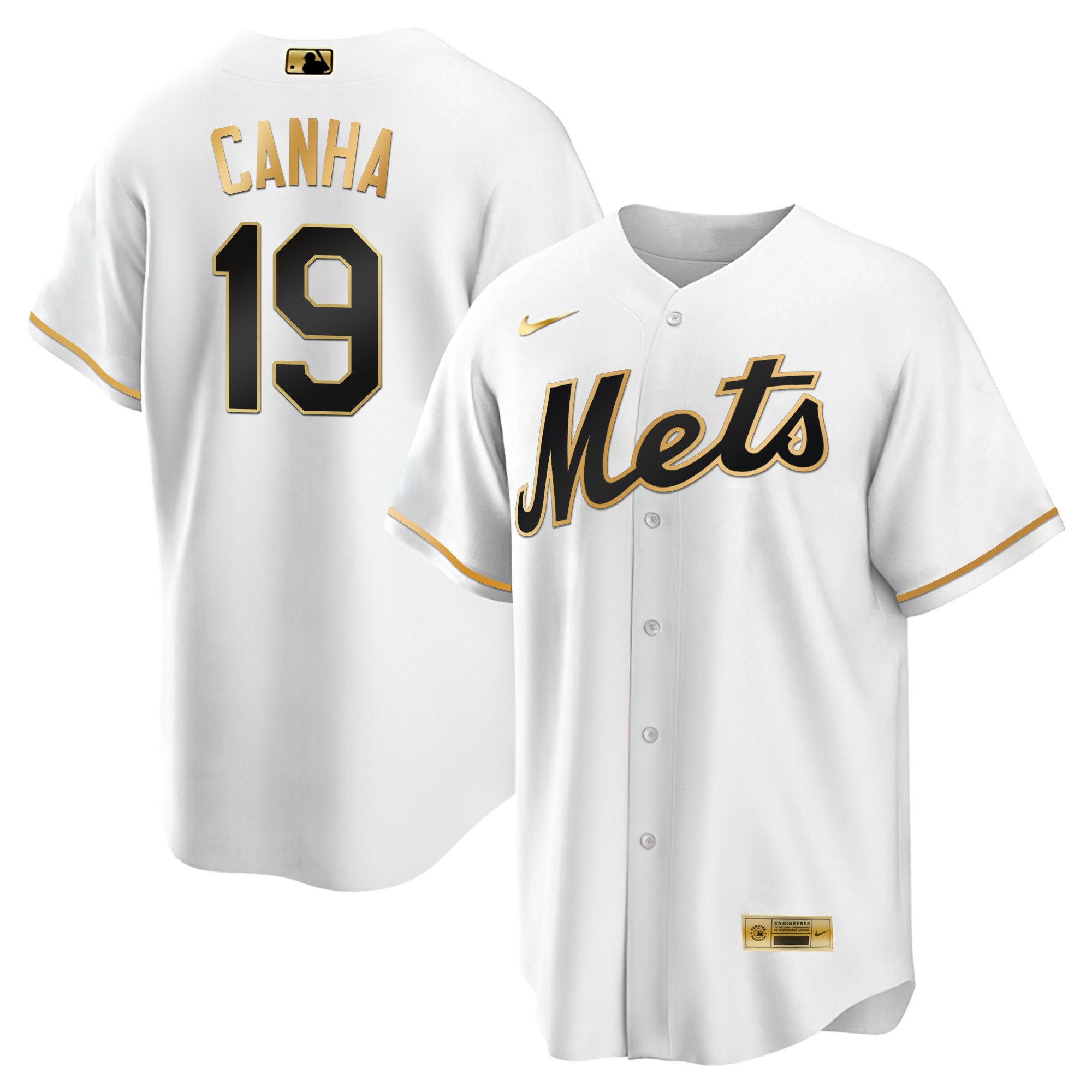 Mark Canha Men's New York Mets Black Limited & Gold Cool White Gold Jersey