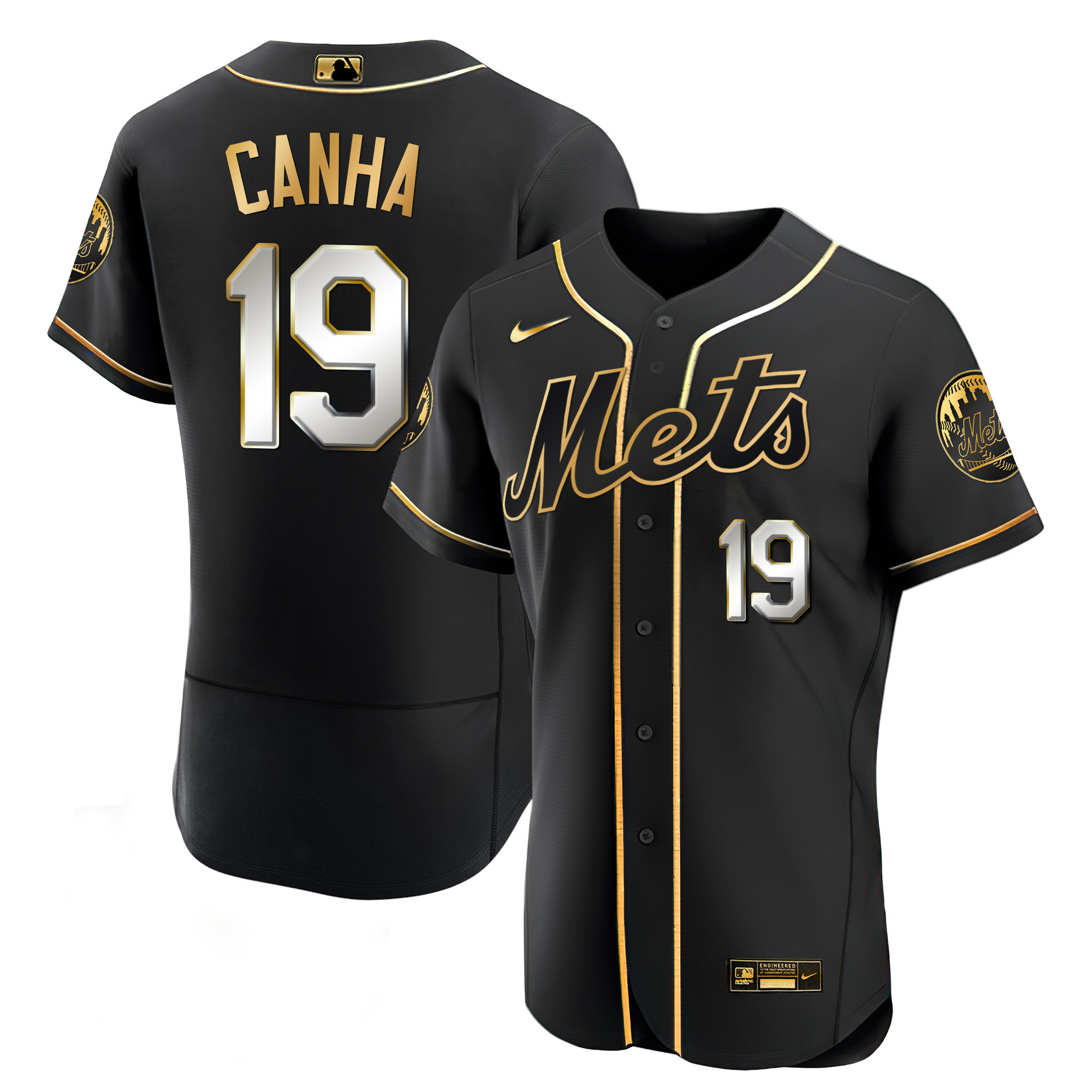 Mark Canha Men's New York Mets Black Limited & Gold Flex Black Limited Jersey