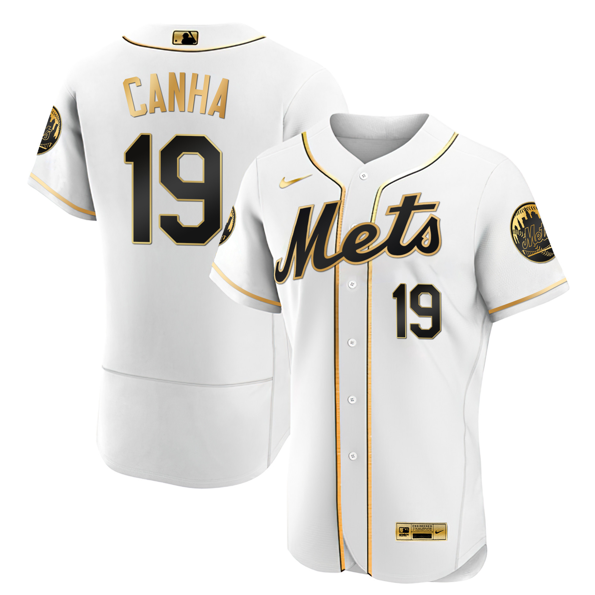 Mark Canha Men's New York Mets Black Limited & Gold Flex White Gold Jersey