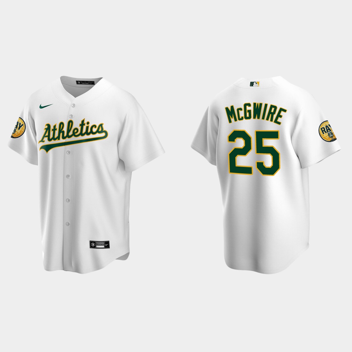 Mark McGwire Oakland Athletics Ray Fosse Patch Jersey - White