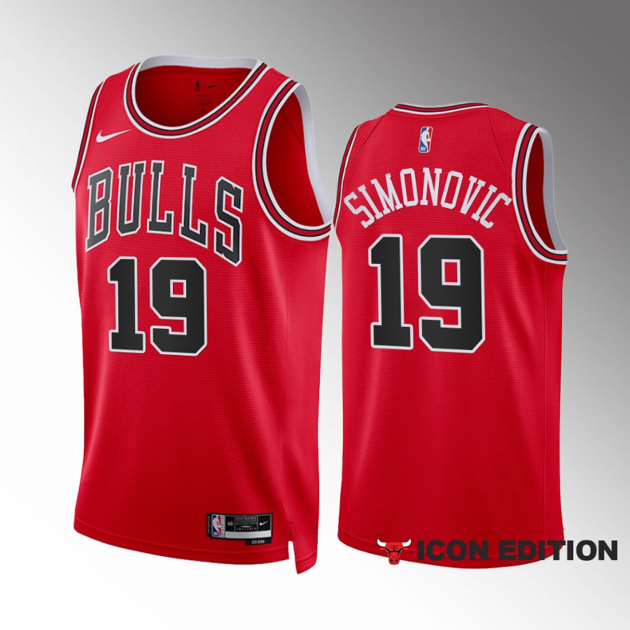 Marko Simonovic Chicago Bulls Red #19 Icon Edition Jersey Swingman
