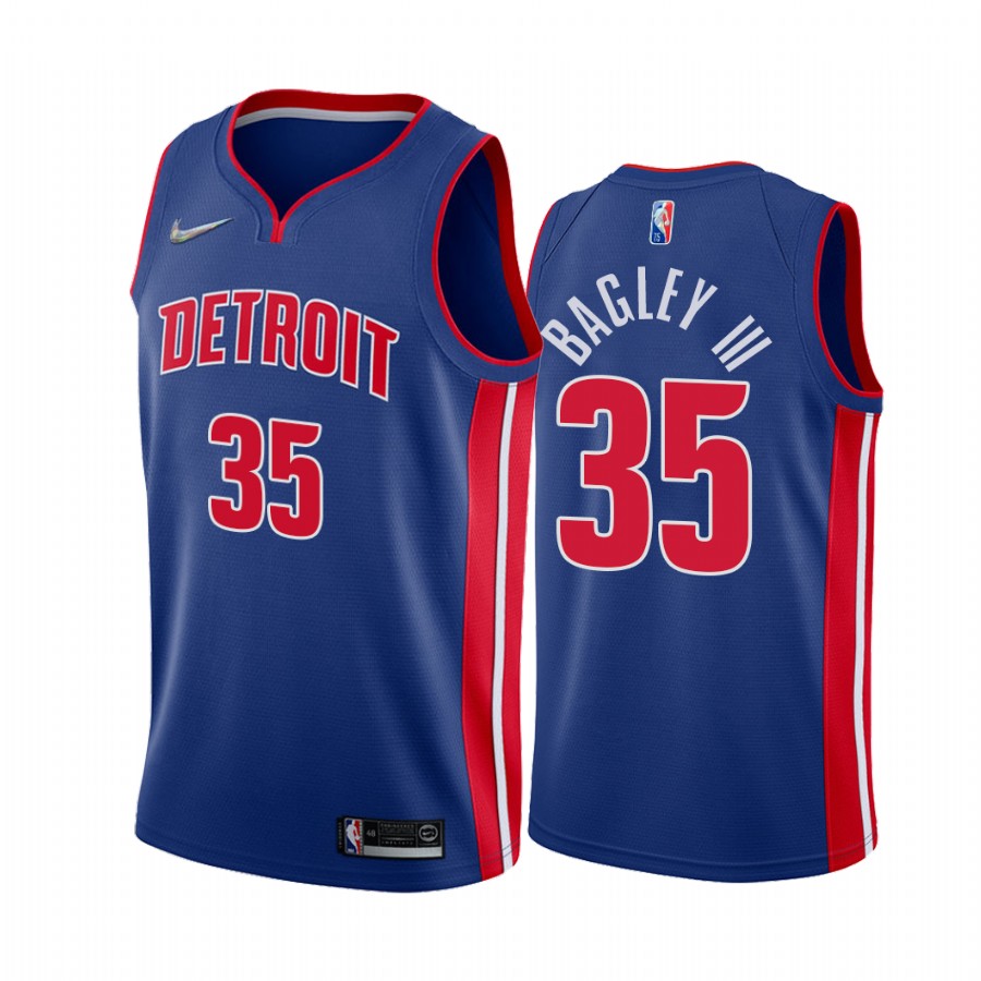Marvin Bagley III Detroit Pistons Blue #35 Icon Edition Jersey Diamond Badge