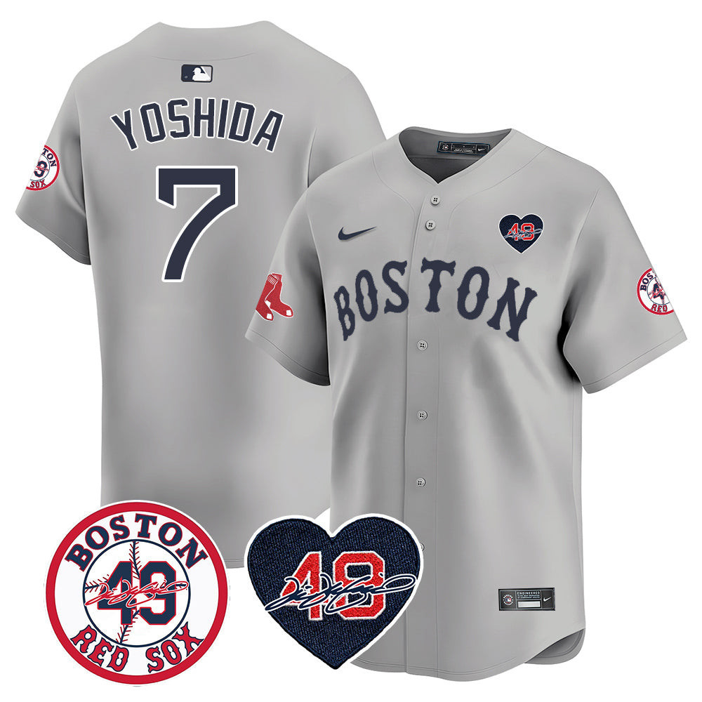 Masataka Yoshida Men's Boston Red Sox Tim Wakefield Memorial Patch Vaper Premier Limited Gray Jersey - All Stitched