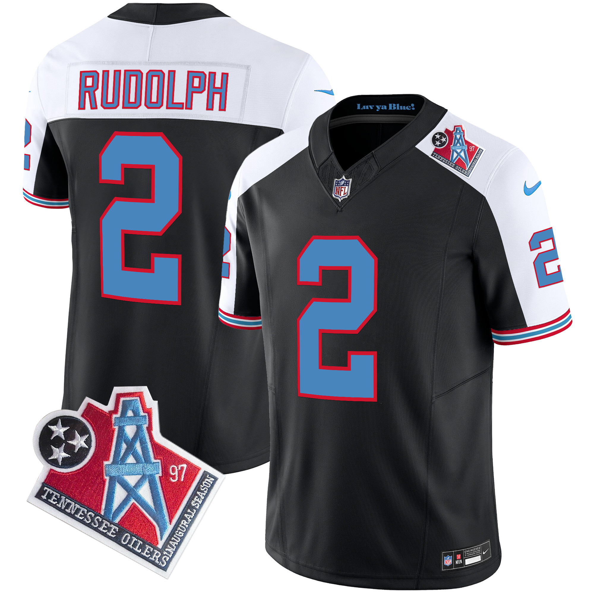Mason Rudolph Men's Tennessee Titans 1997 Throwback Limited Vapor Black Alternate Jersey