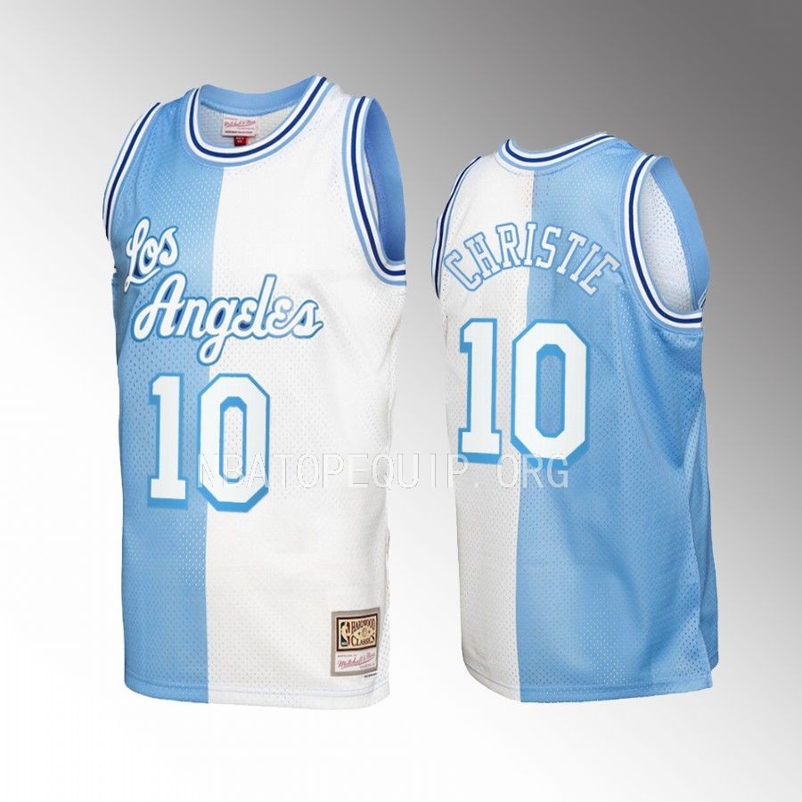 Max Christie #10 Los Angeles Lakers Split Blue White Hardwood Classics Jersey