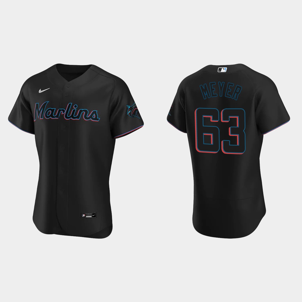 Max Meyer Miami Marlins Alternate Jersey - Black