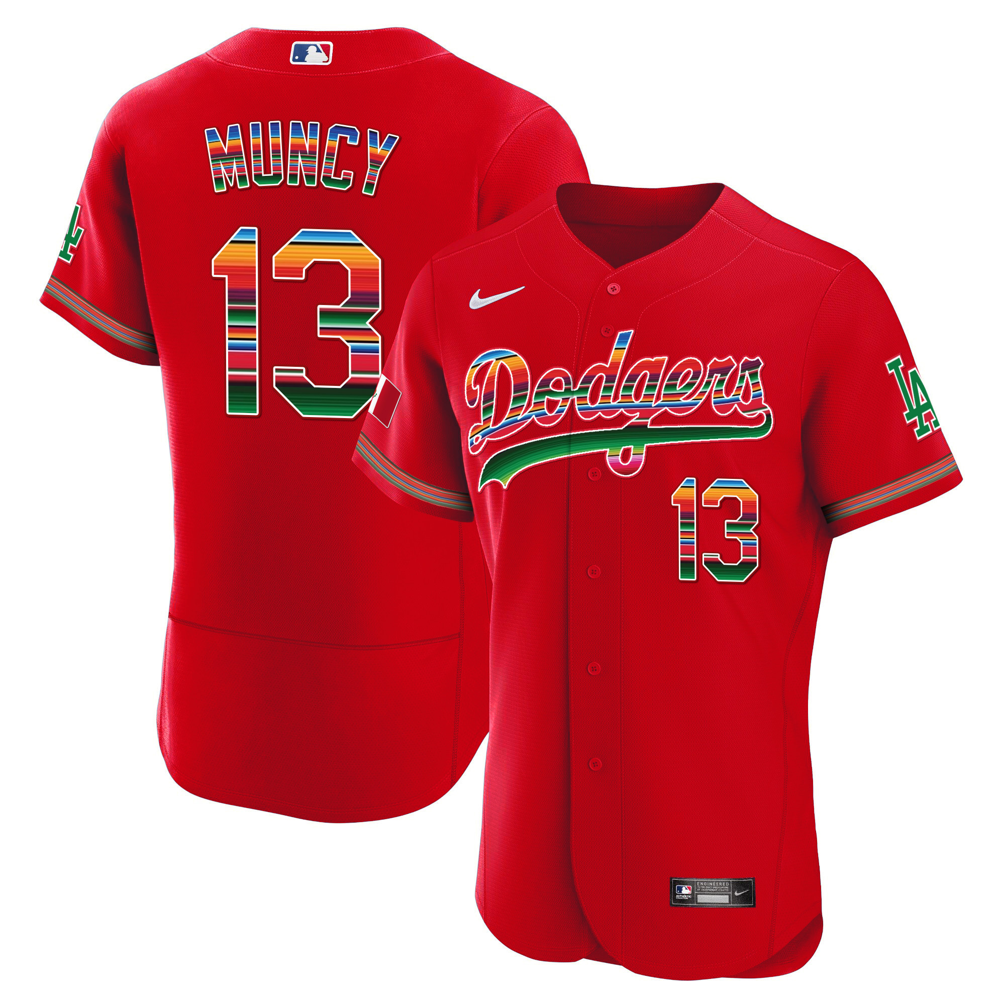 Max Muncy Men's Los Angeles Dodgers Mexico Flex Base Limited Red Jersey