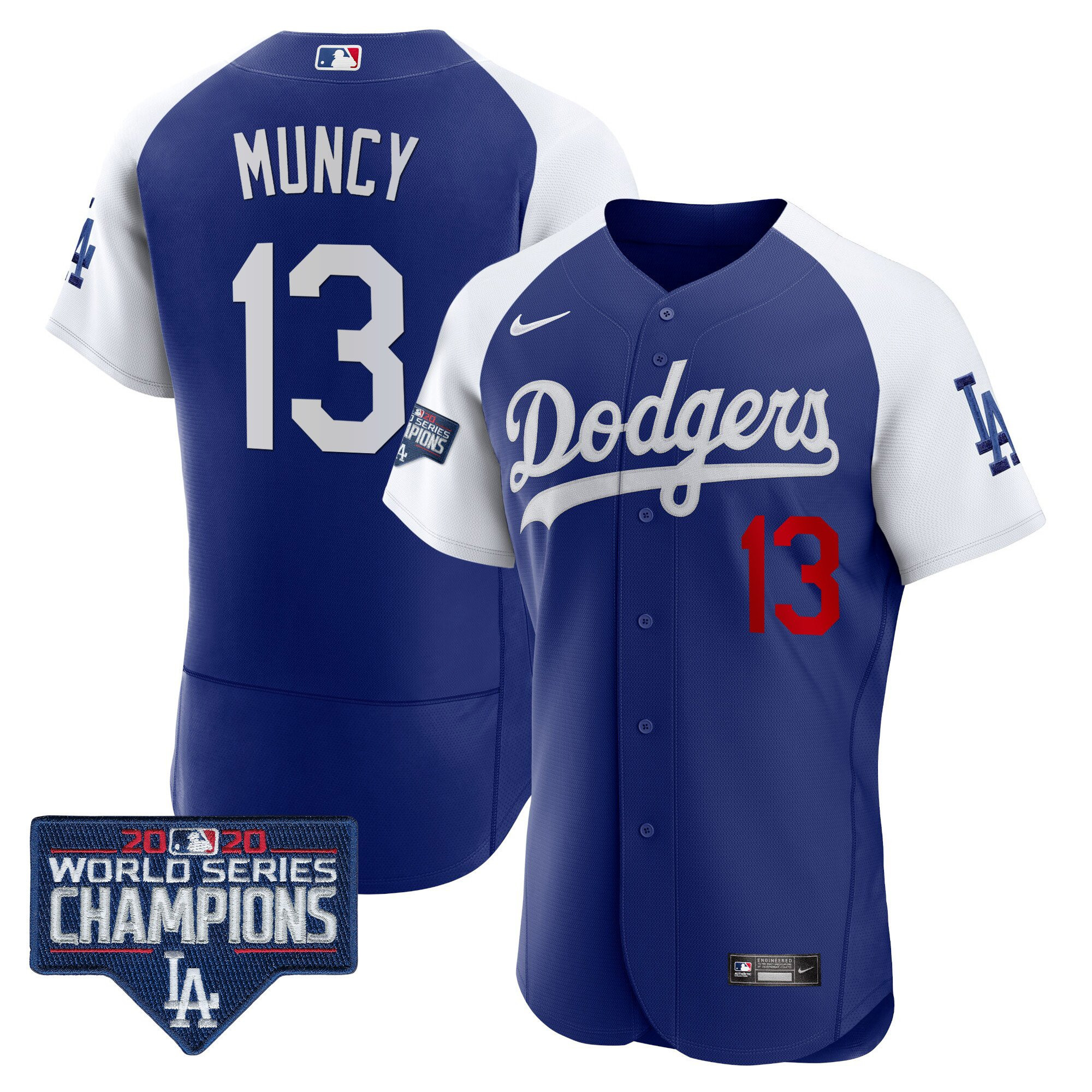 Max Muncy Men's Los Angeles Dodgers World Series Champions Patch Flex Base Alternate Royal Jersey