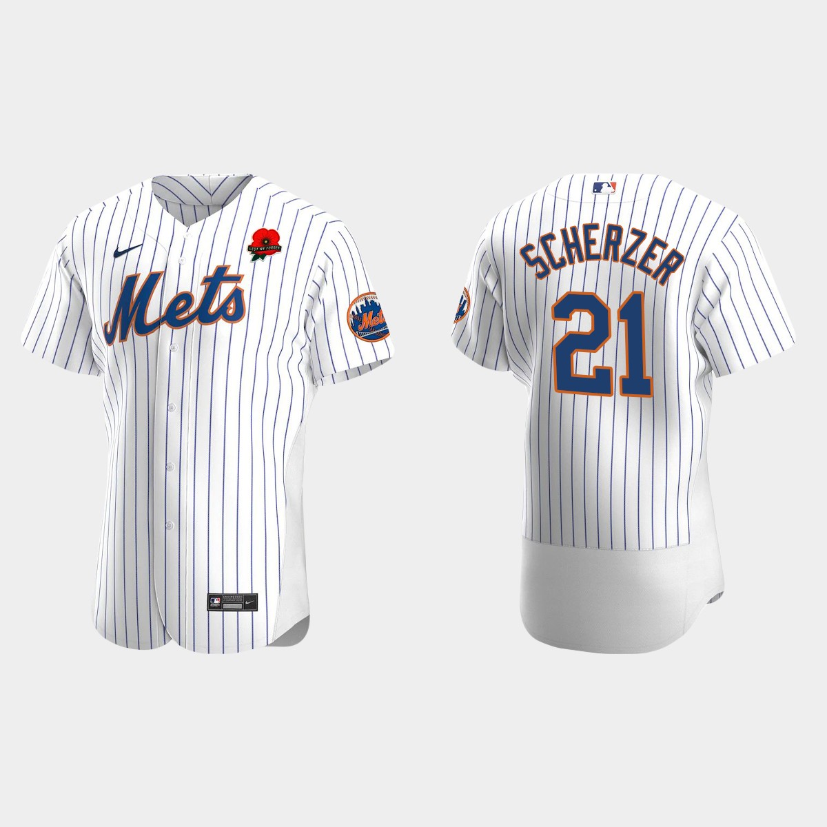Max Scherzer New York Mets Memorial Day Poppy Patch Jersey - White