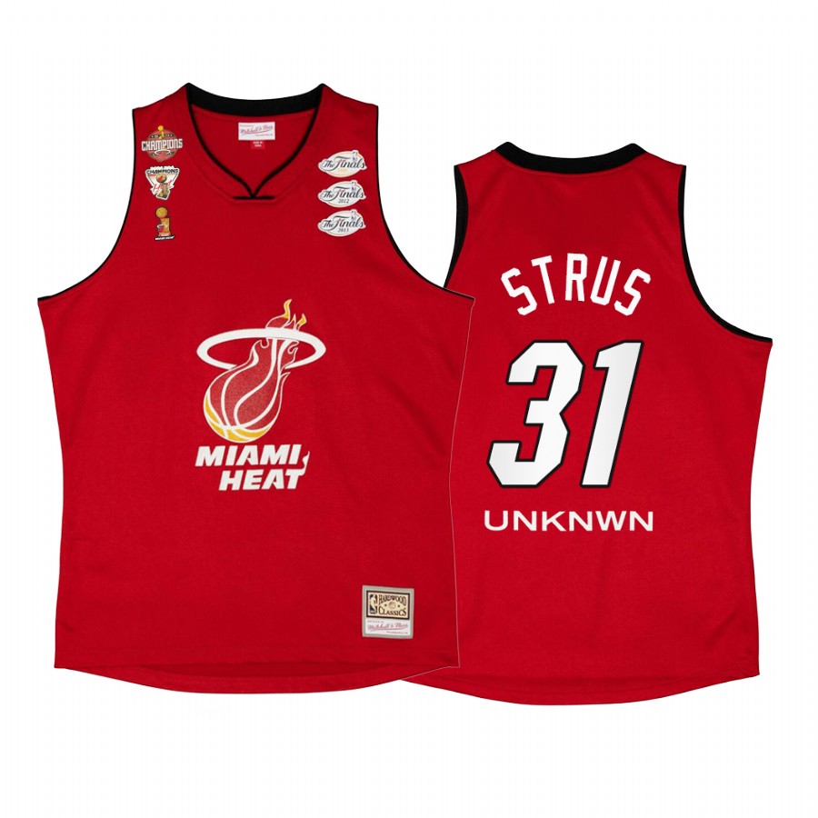 Max Strus #31 Miami Heat My Towns Unknwu Red Finals Champs Jersey