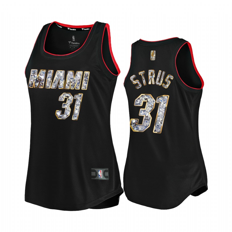 Max Strus Miami Heat #31 Black 75th Diamond Badge Women Jersey
