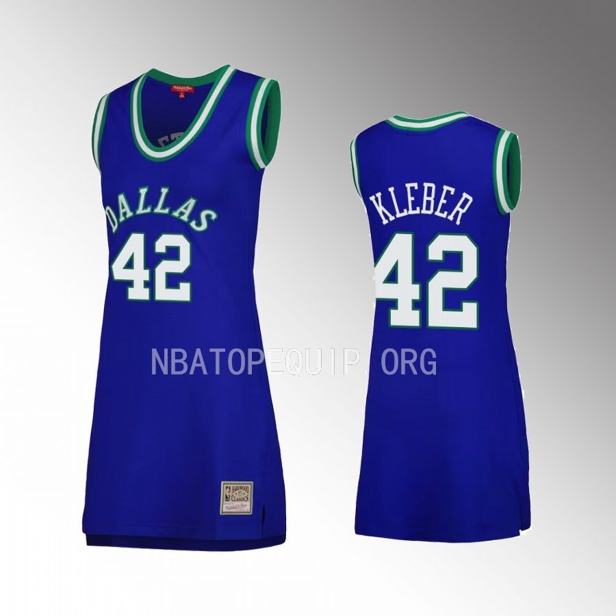 Maxi Kleber Dallas Mavericks #42 Hardwood Classics 1998 Jersey Blue Throwback Dress Women
