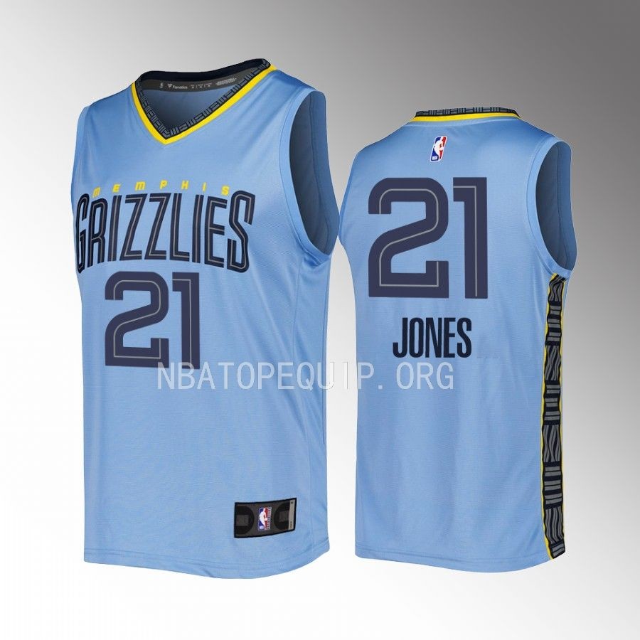 Memphis Grizzlies #21 Tyus Jones Statement Edition Jersey Fast Break Blue