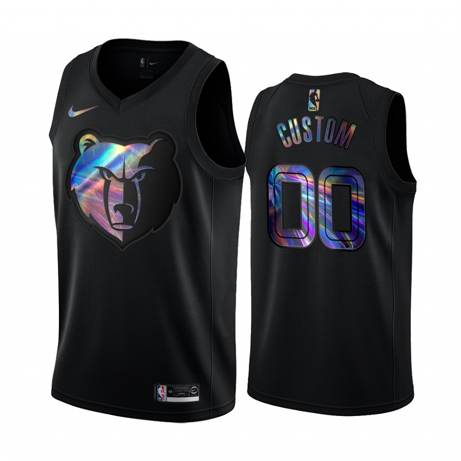 Memphis Grizzlies Custom #00 Jersey Iridescent HWC Collection Black Limited